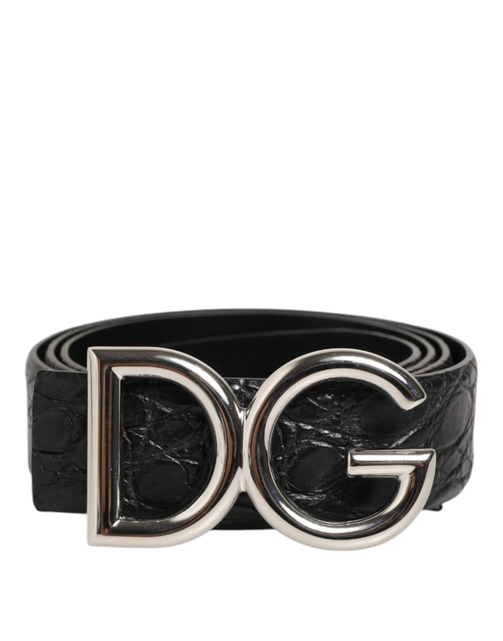 Dolce & Gabbana Black Exotic Leather DG Logo Buckle Belt - 2