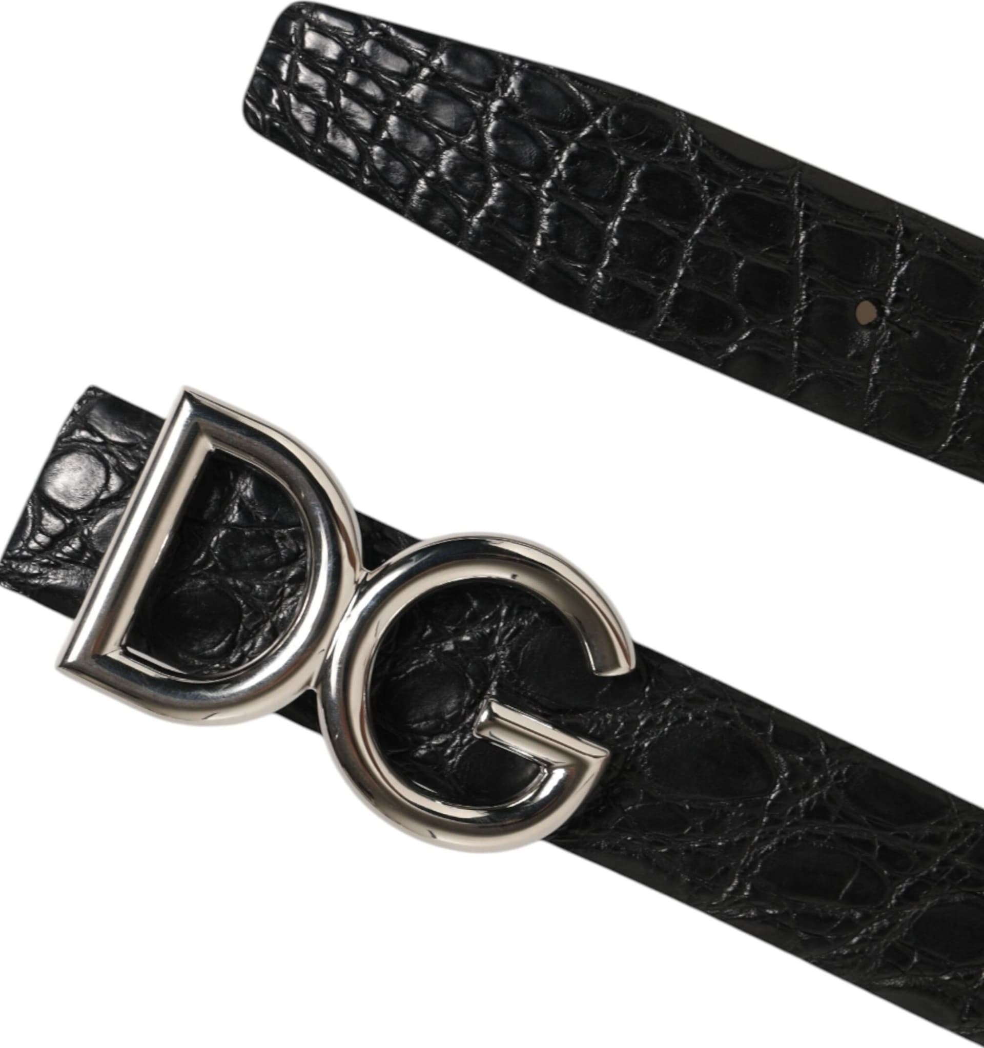 Dolce & Gabbana Black Exotic Leather DG Logo Buckle Belt - 5