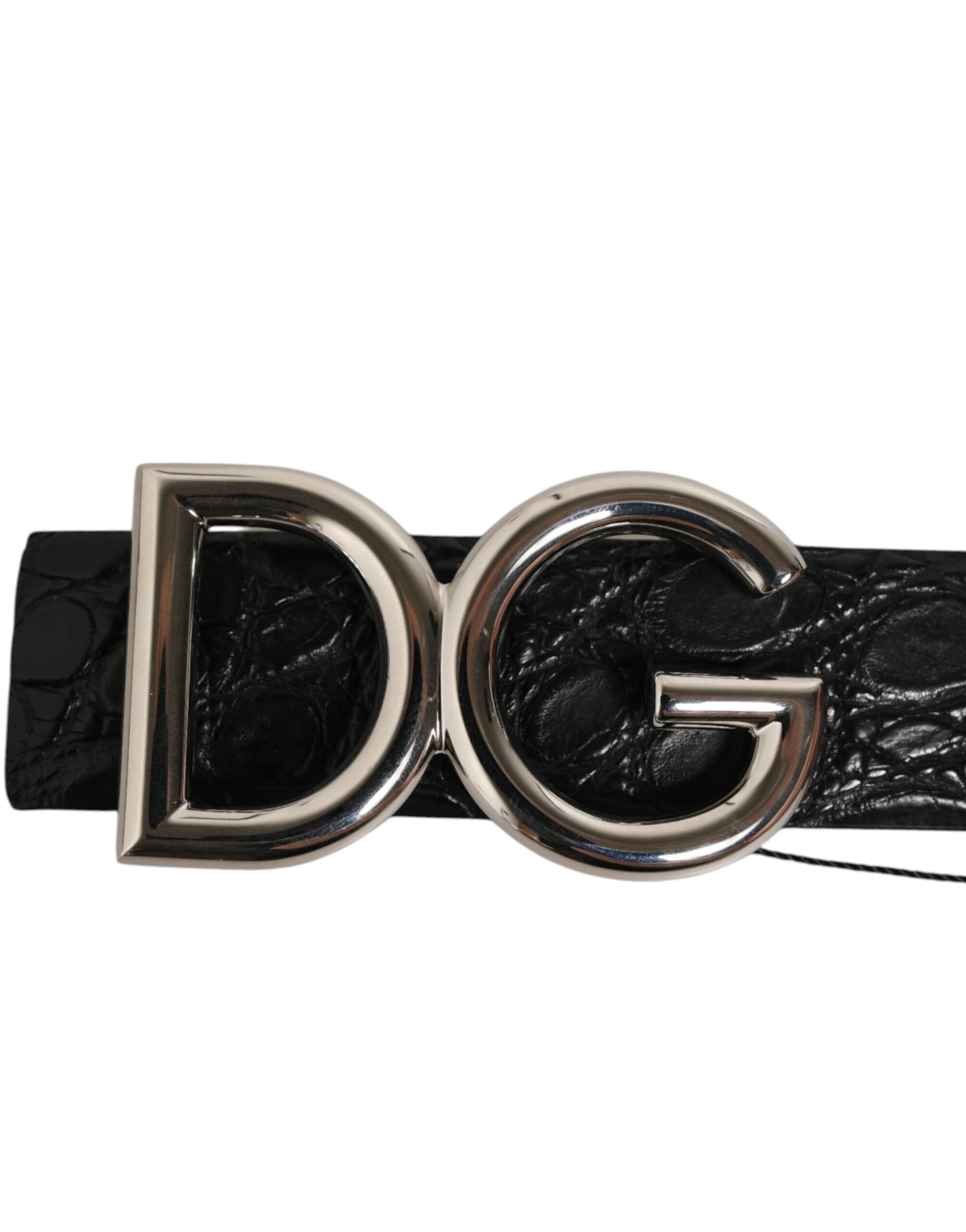 Dolce & Gabbana Black Exotic Leather DG Logo Buckle Belt - 6
