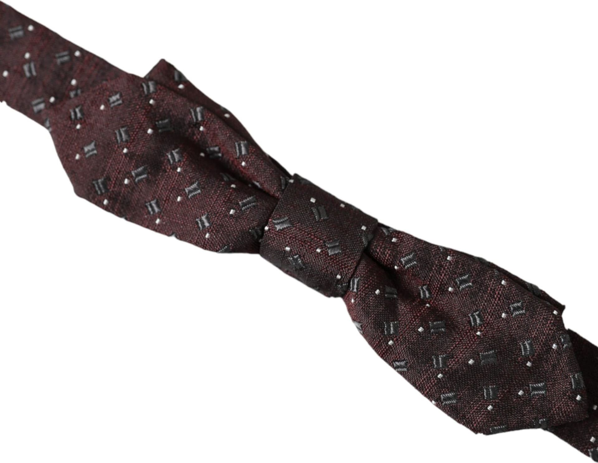 Dolce & Gabbana Maroon Silk Patterned Adjustable Neck Papillon Bow Tie - 3