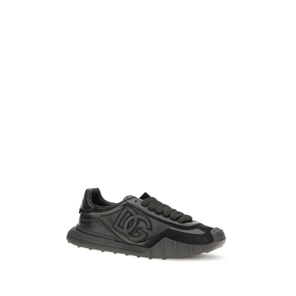 Dolce & Gabbana Black Calf Leather Bos Taurus Athletic Sneakers - 2