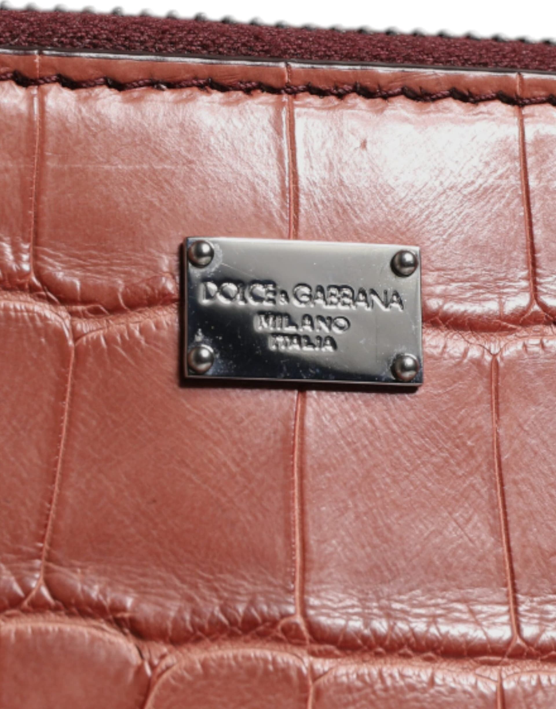 Dolce & Gabbana Bordeaux Croc Leather Logo Plaque Men Briefcase Bag - 3