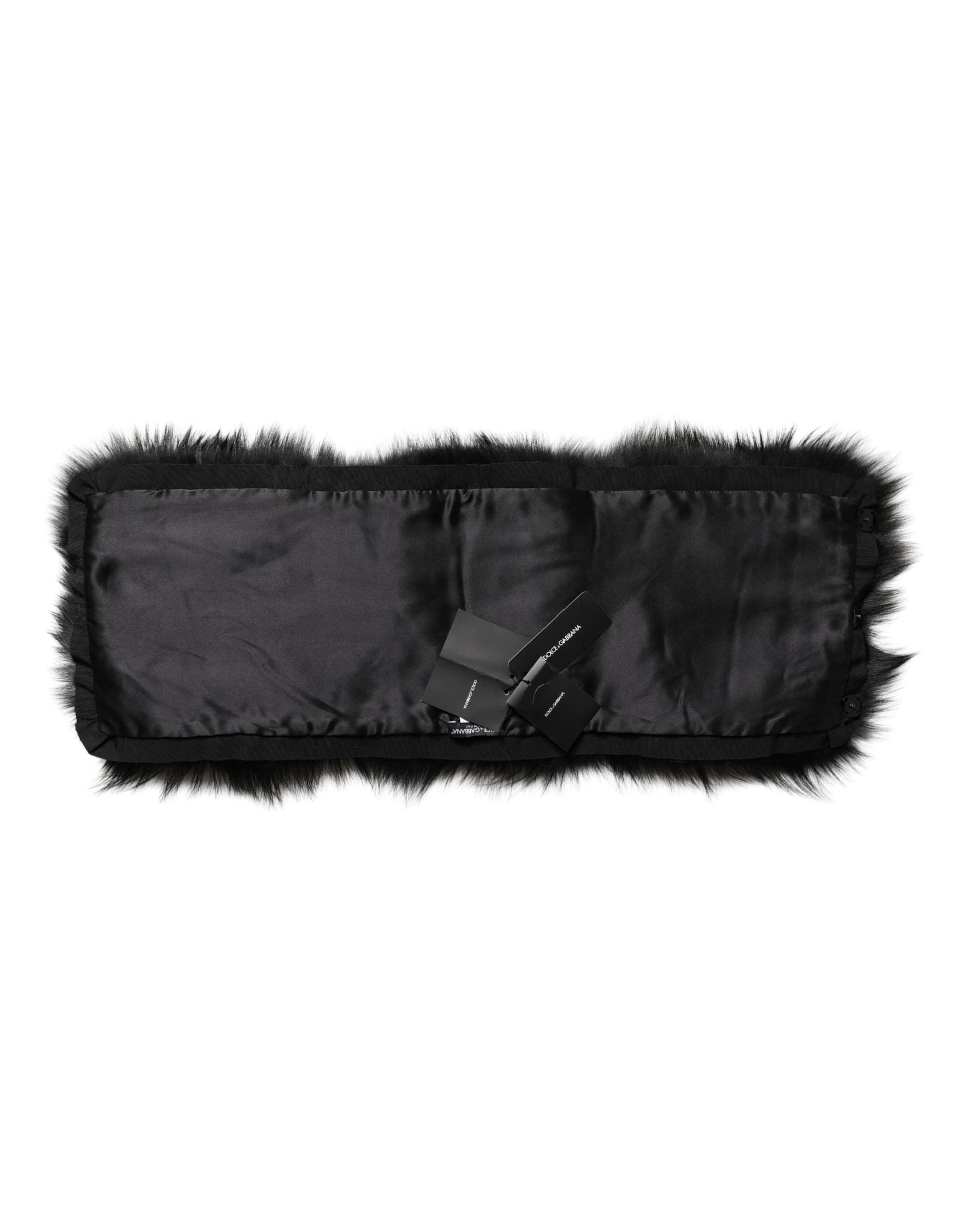 Dolce & Gabbana Black Fur Shoulder Collar Wrap Shawl Scarf - 6