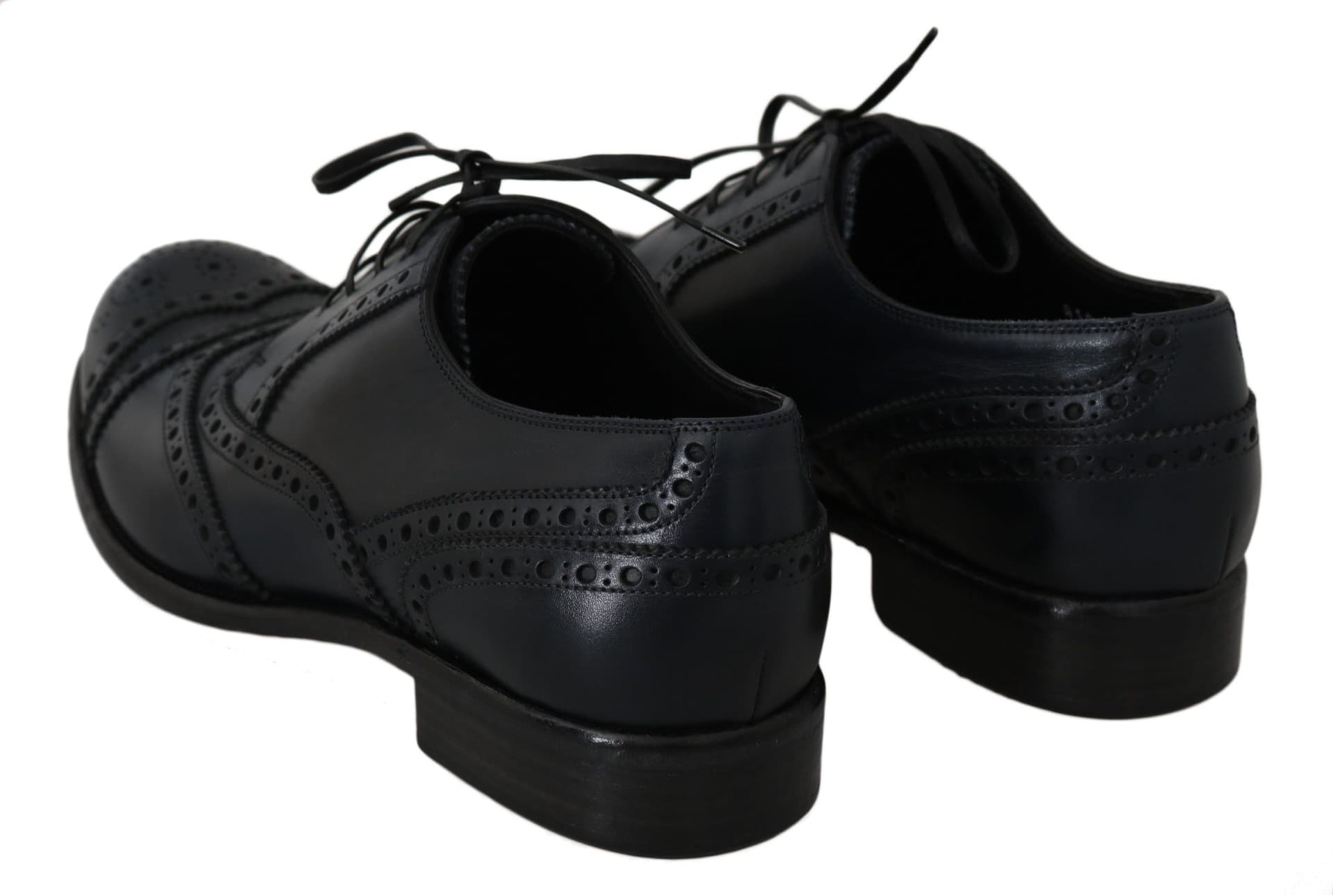 Dolce & Gabbana Dark Blue Leather Wingtip Oxford Dress Shoes - 2
