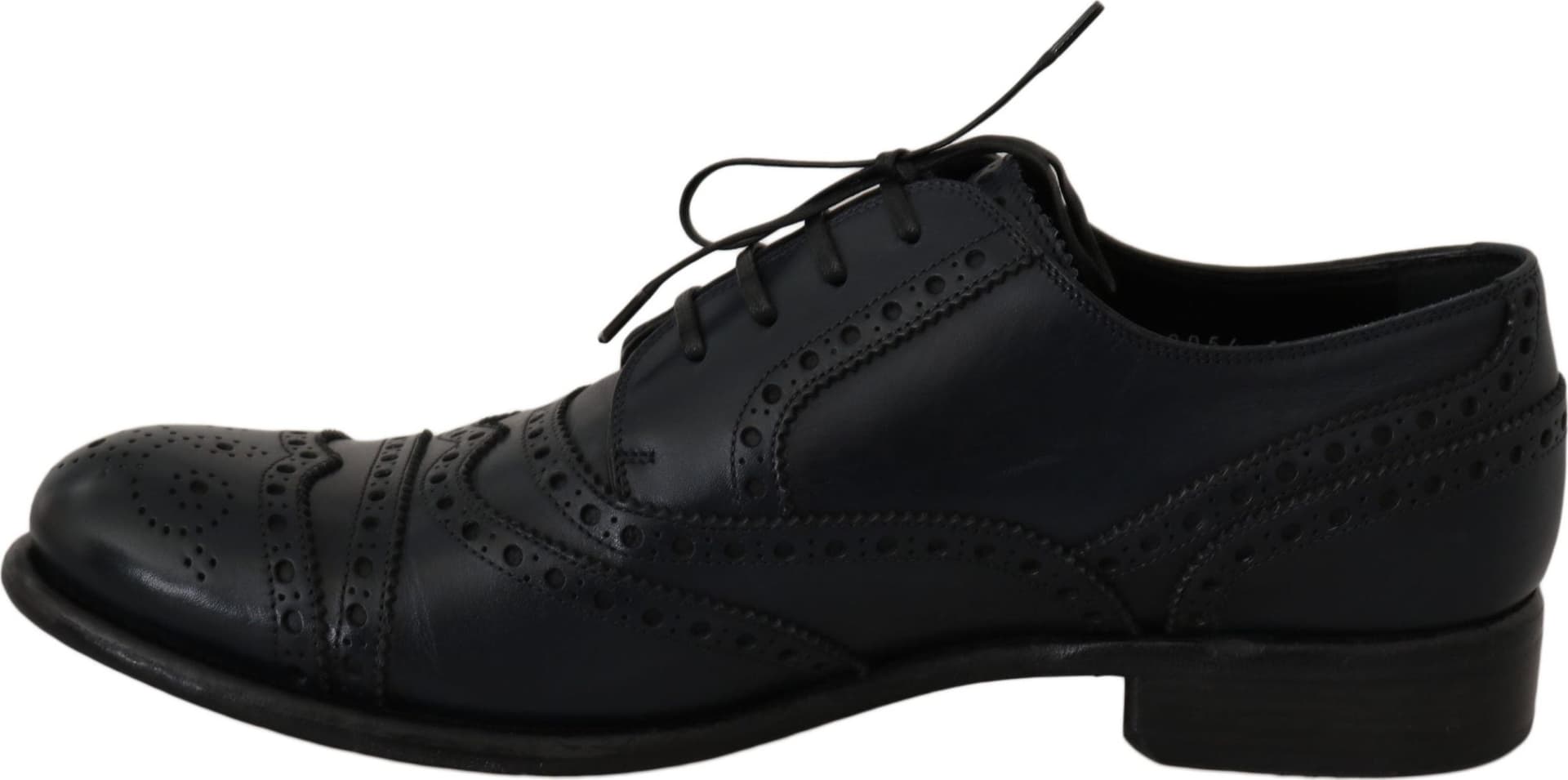 Dolce & Gabbana Dark Blue Leather Wingtip Oxford Dress Shoes - 4
