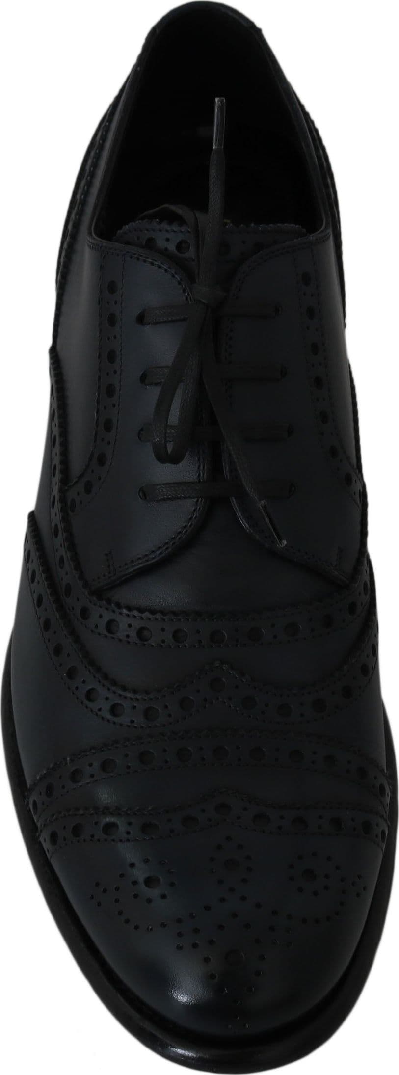Dolce & Gabbana Dark Blue Leather Wingtip Oxford Dress Shoes - 6