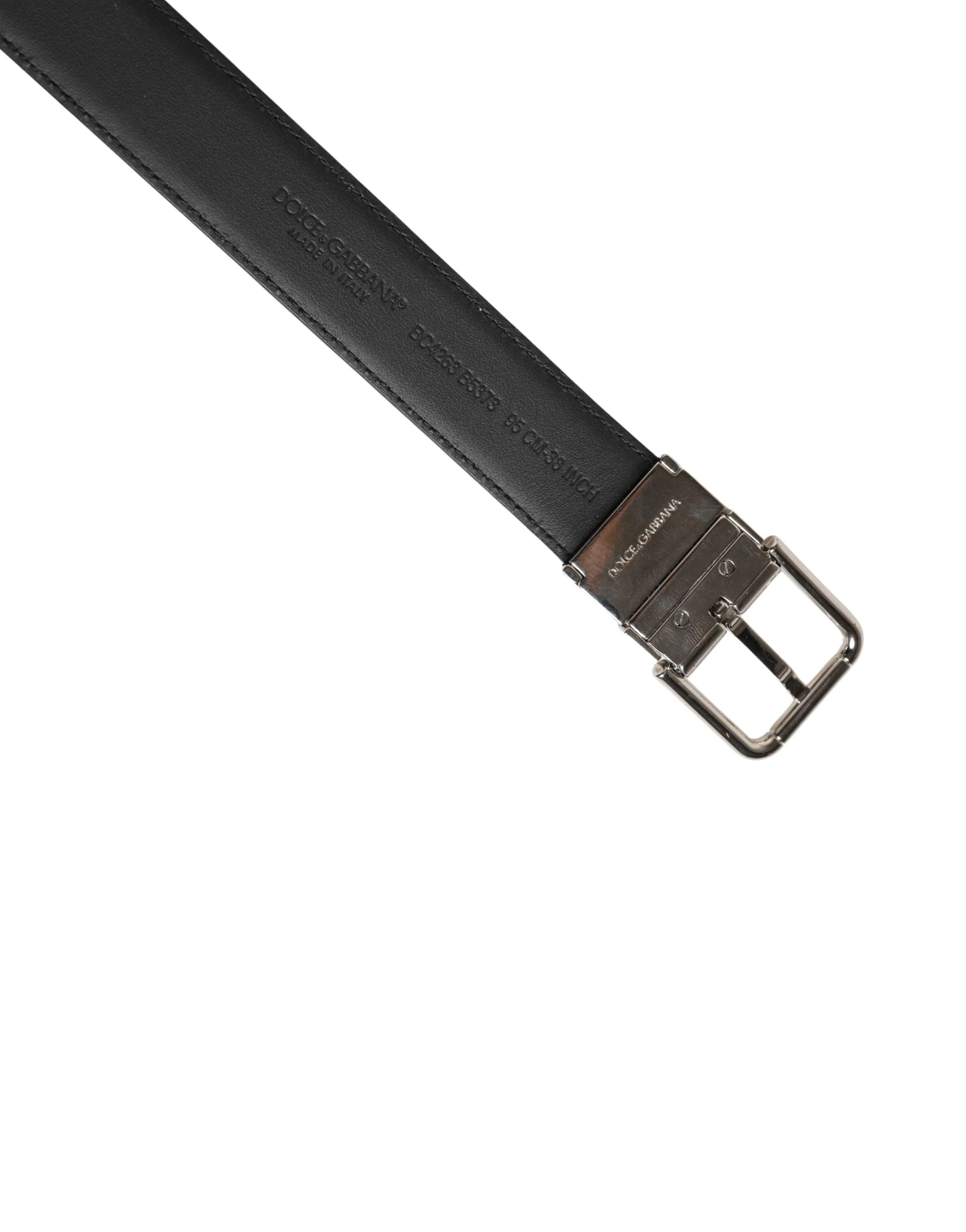 Dolce & Gabbana Men Black Classic Leather Metal Buckle Belt - 6