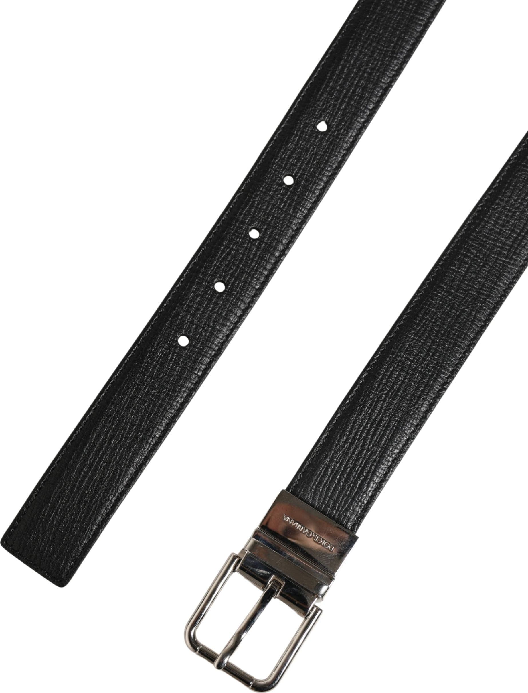 Dolce & Gabbana Men Black Classic Leather Metal Buckle Belt - 7