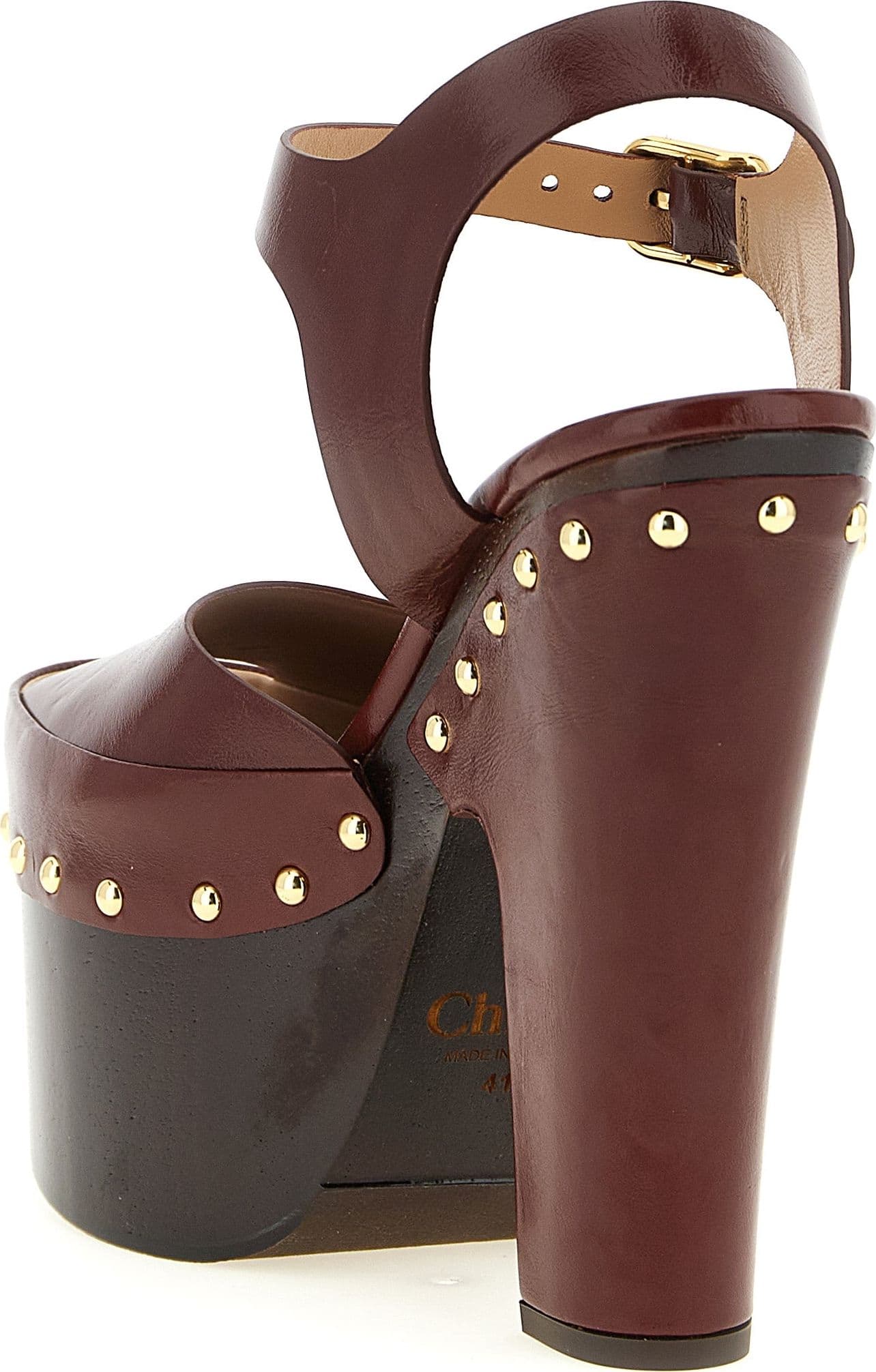 Chloé Bordeaux Lamb Leather Stiletto Heel Sandals - 3