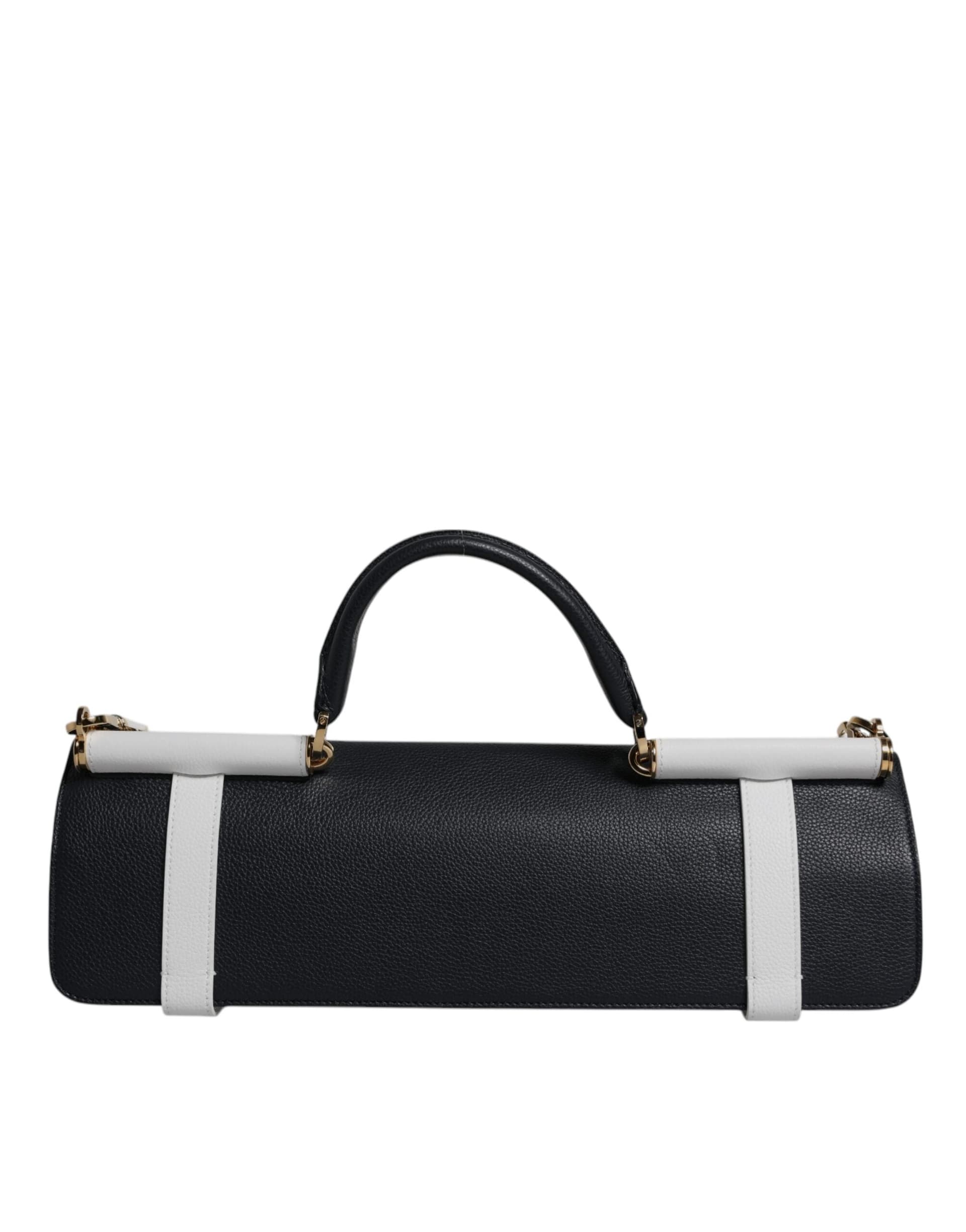 Dolce & Gabbana Blue White Calfskin Leather Crossbody Shoulder Bag - 4