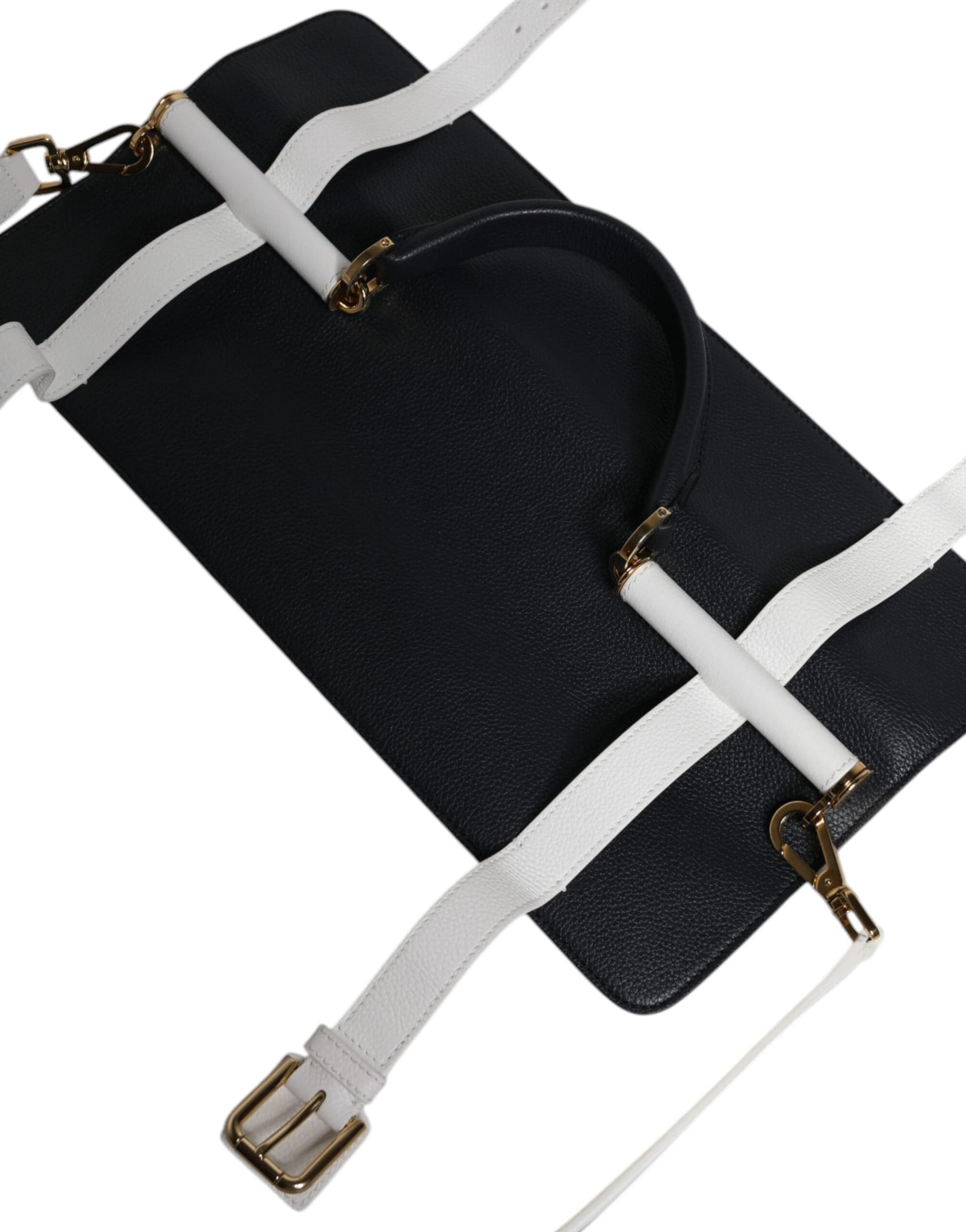 Dolce & Gabbana Blue White Calfskin Leather Crossbody Shoulder Bag - 5