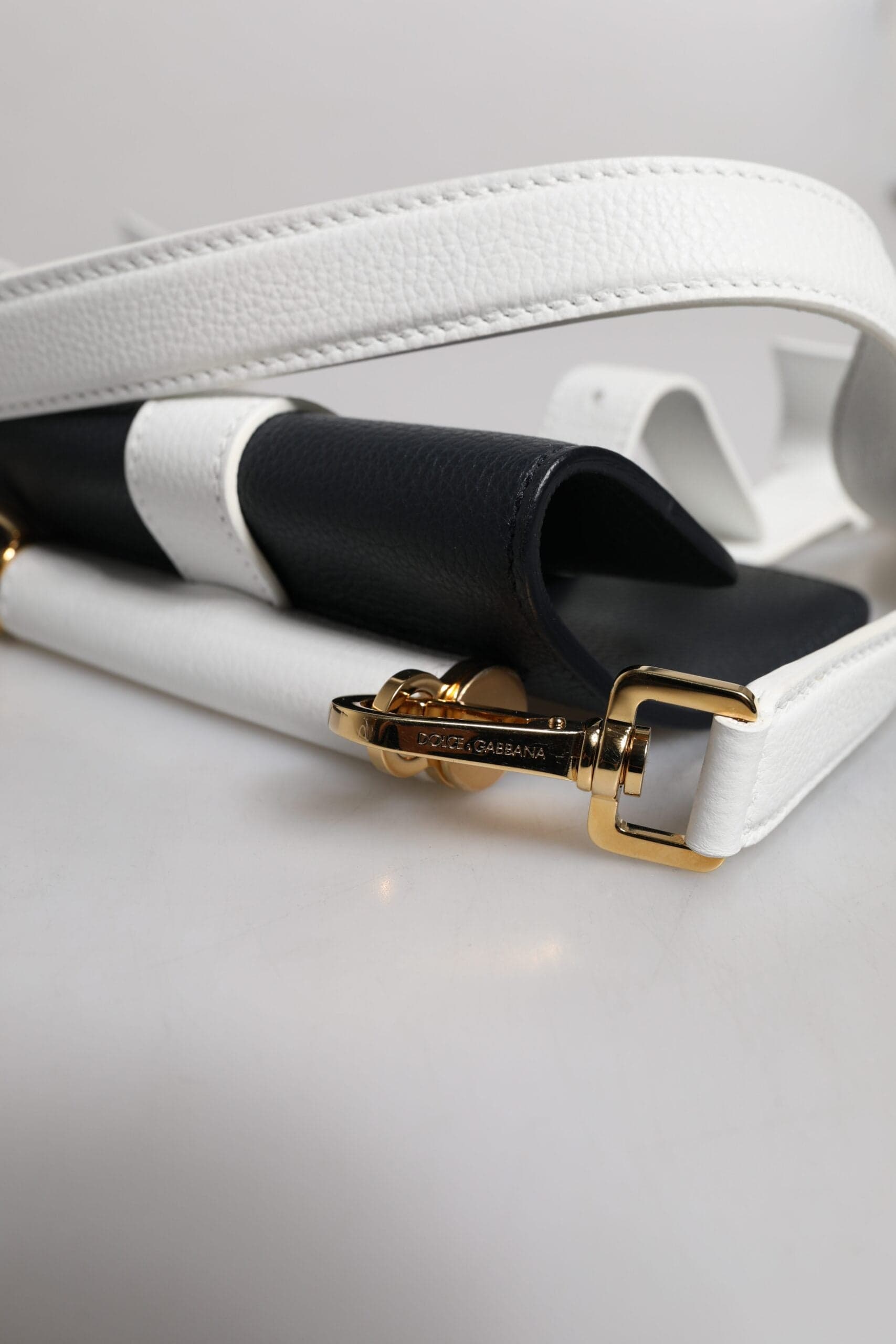 Dolce & Gabbana Blue White Calfskin Leather Crossbody Shoulder Bag - 7