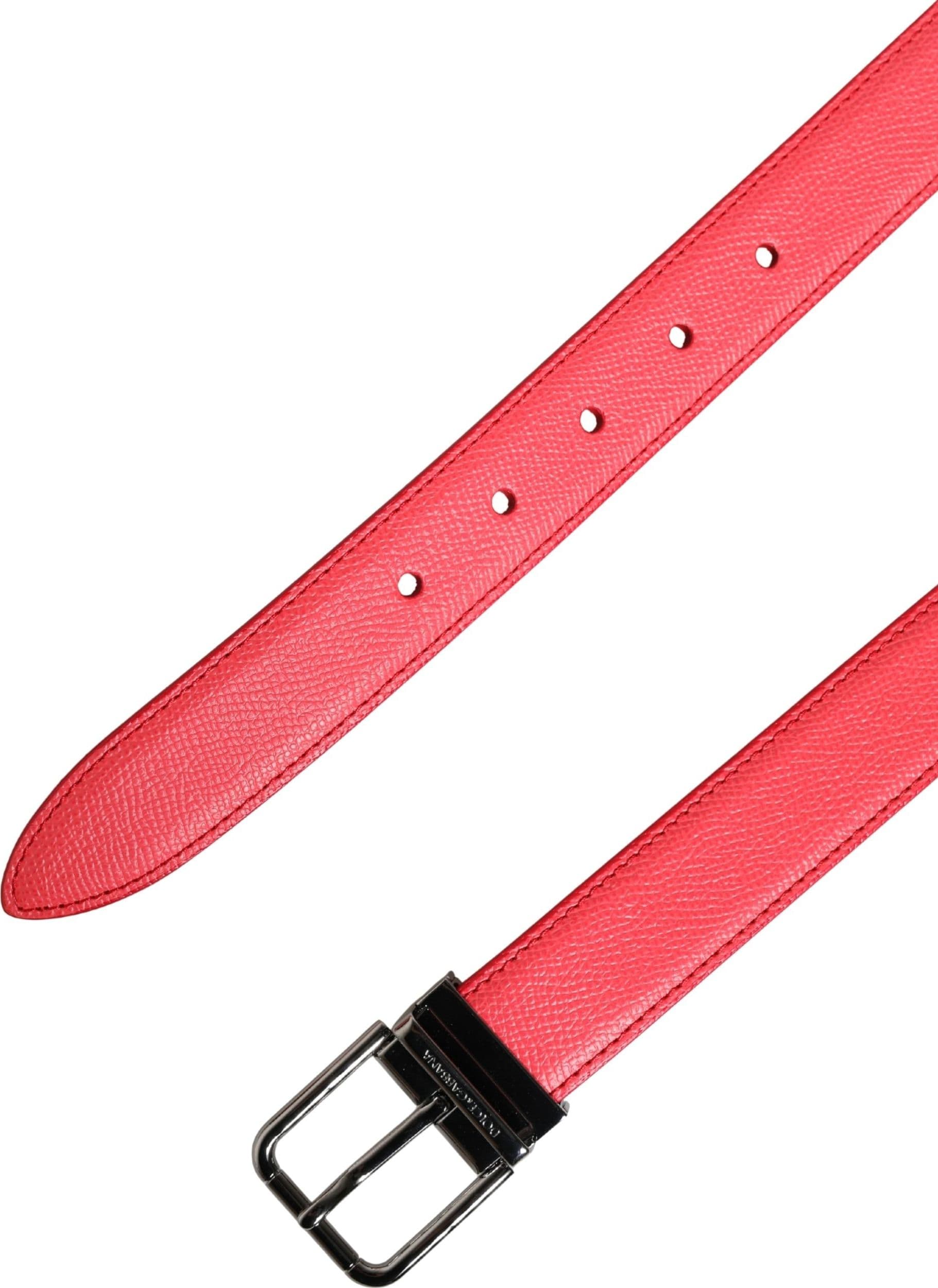 Dolce & Gabbana Pink Calf Leather Silver Metal Buckle Belt - 7