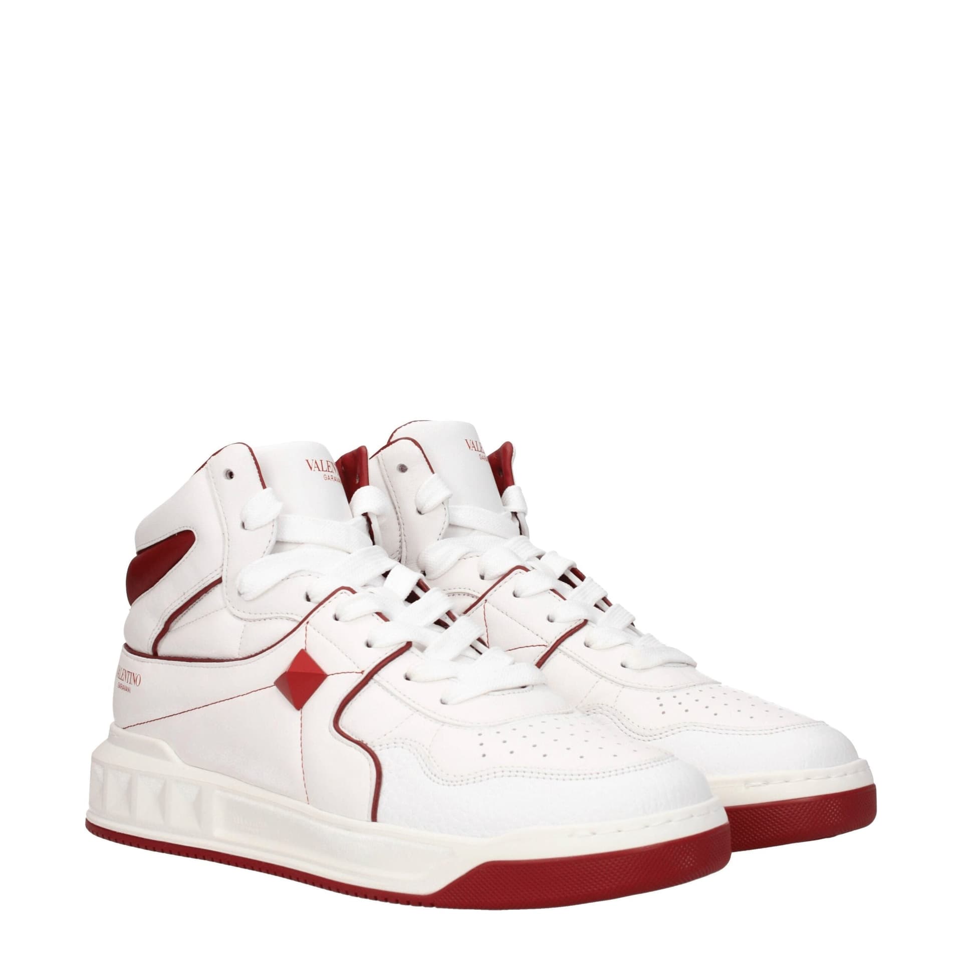 Valentino Garavani White Leather High Top Sneakers - 2