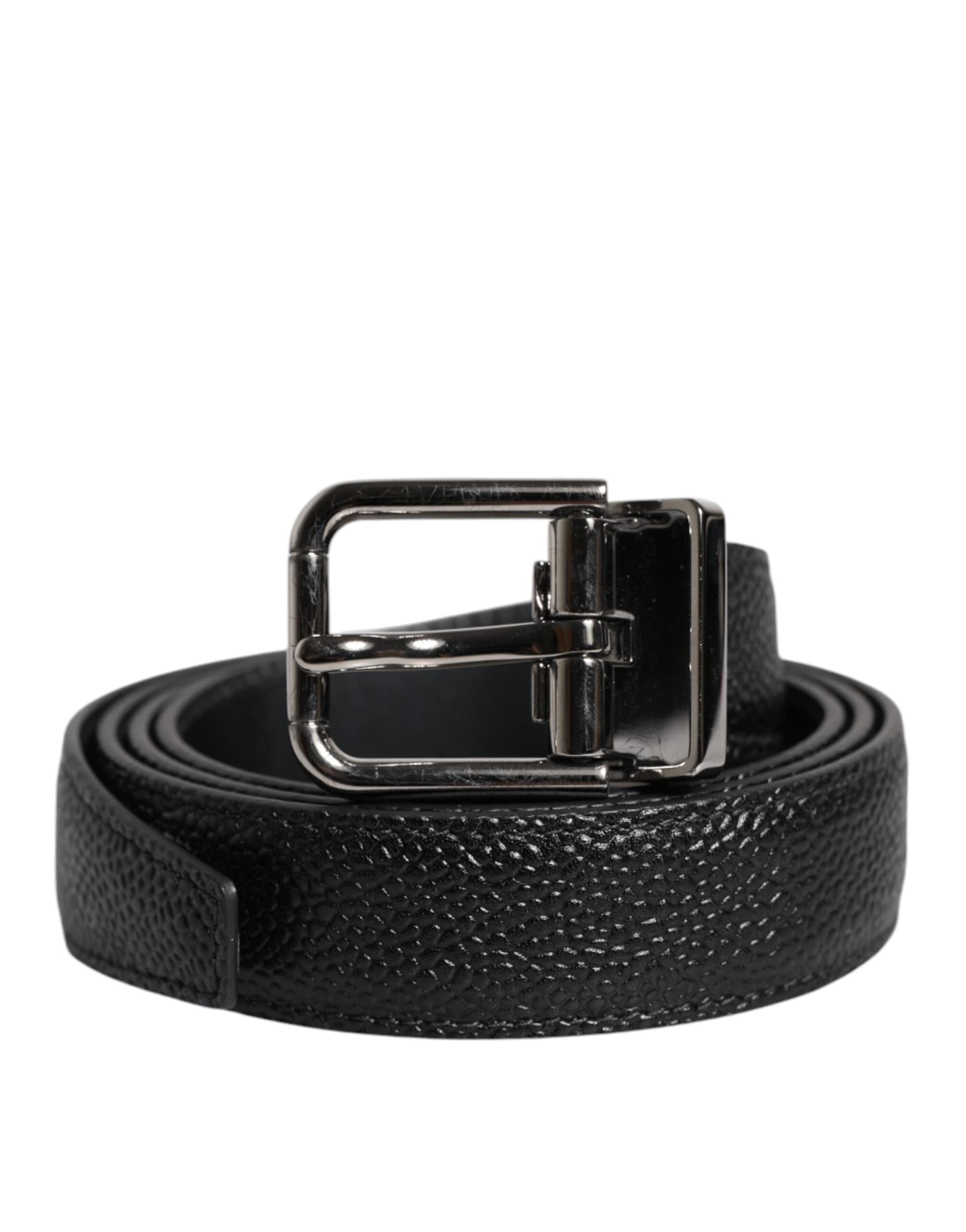 Dolce & Gabbana Black Calf Leather Classic Metal Buckle Belt - 2