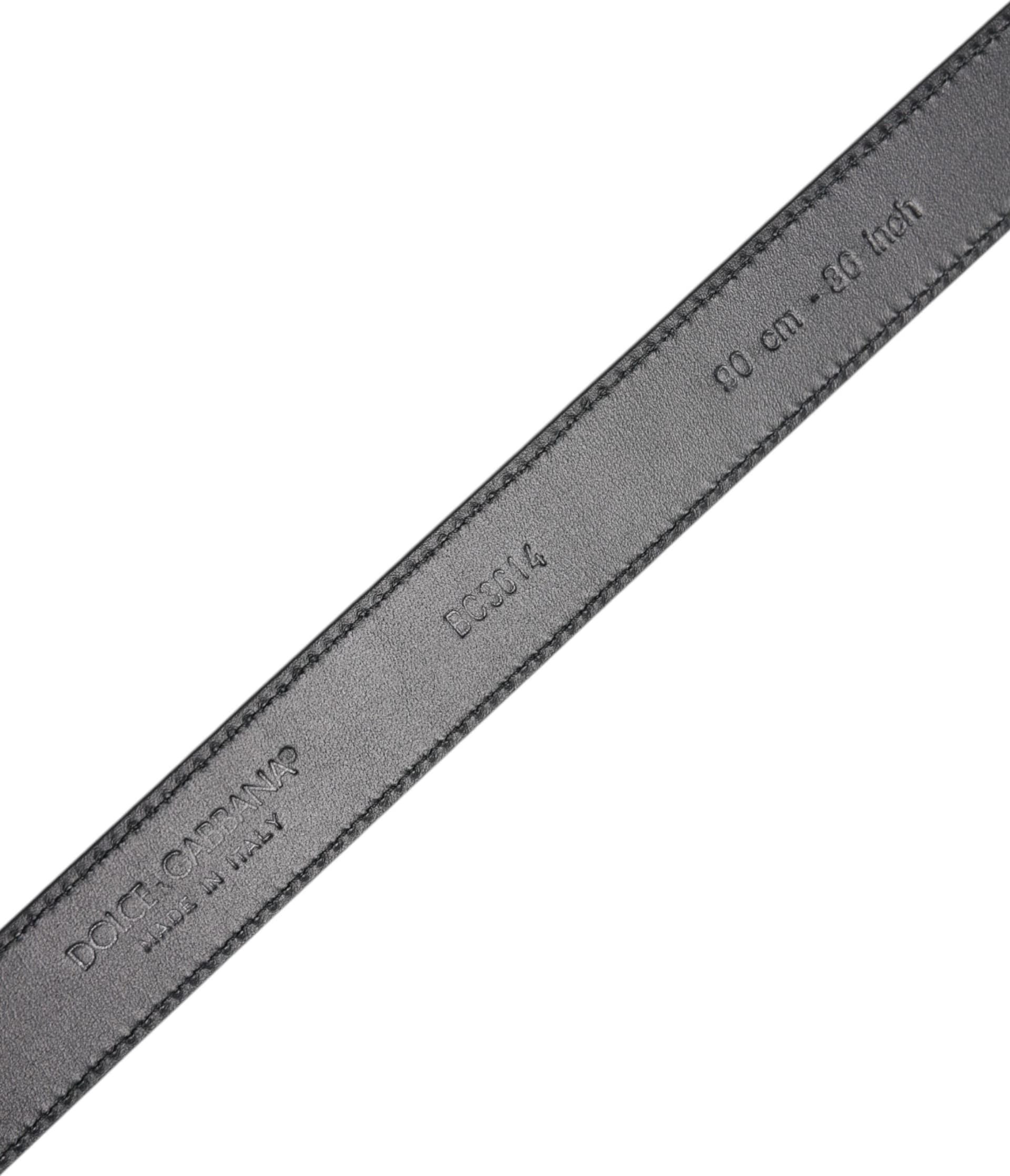 Dolce & Gabbana Black Calf Leather Classic Metal Buckle Belt - 5