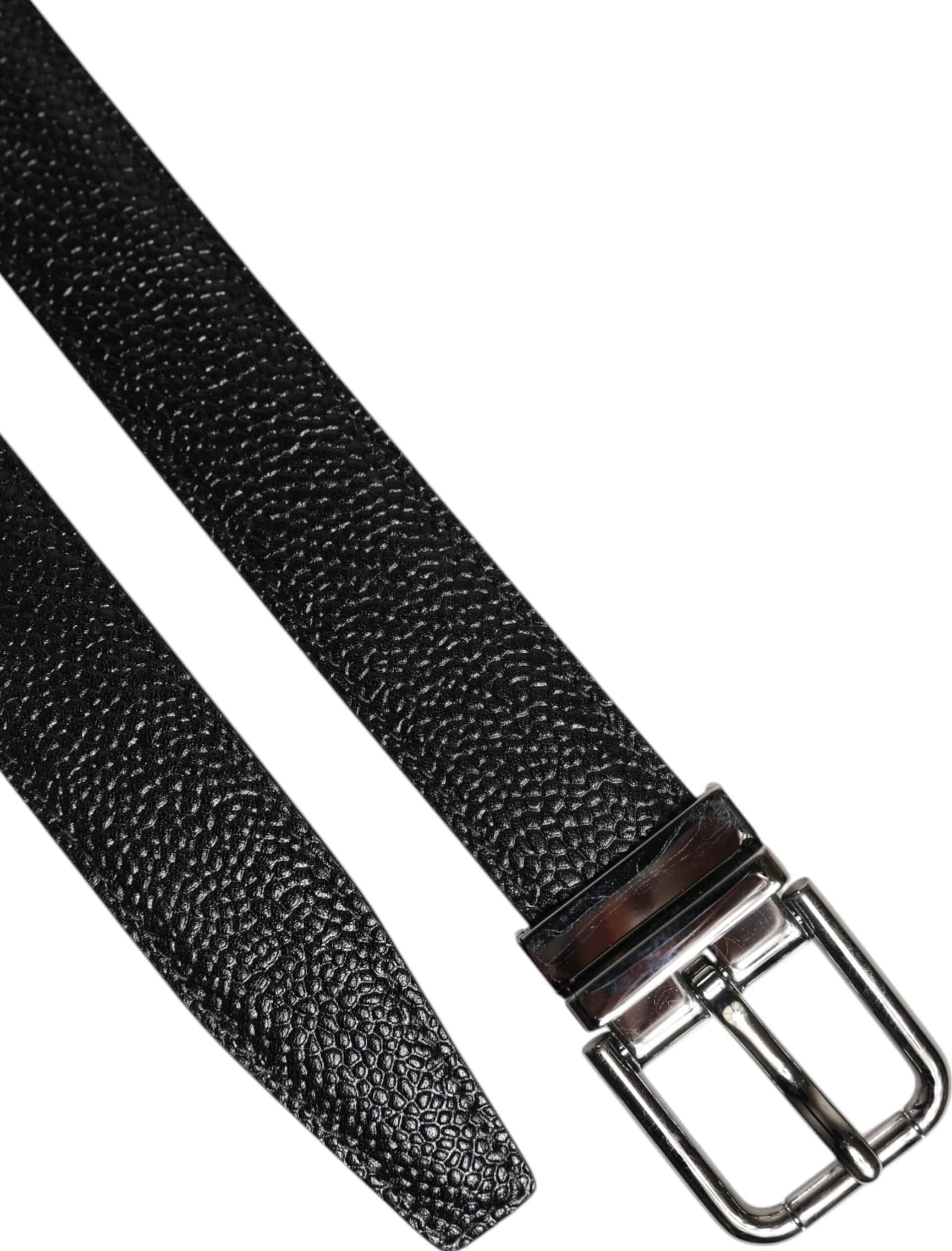 Dolce & Gabbana Black Calf Leather Classic Metal Buckle Belt - 6