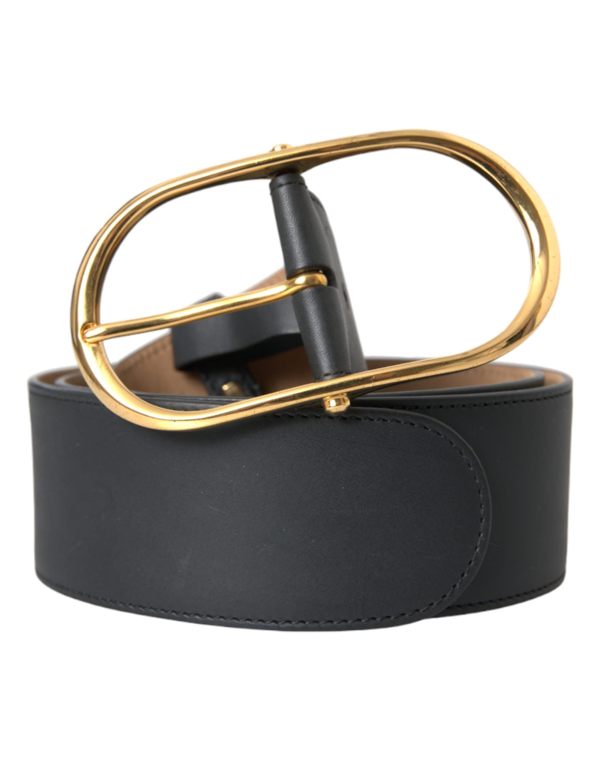 Dolce & Gabbana Black Leather Classic Metal Oval Buckle Belt - 2