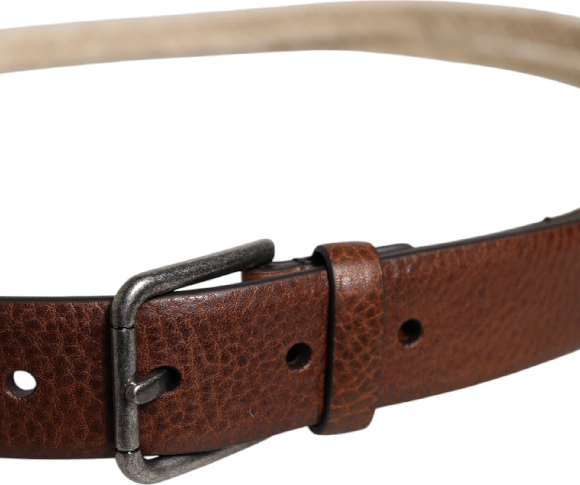 Dolce & Gabbana Brown Jute Leather Woven Metal Buckle Belt - 4