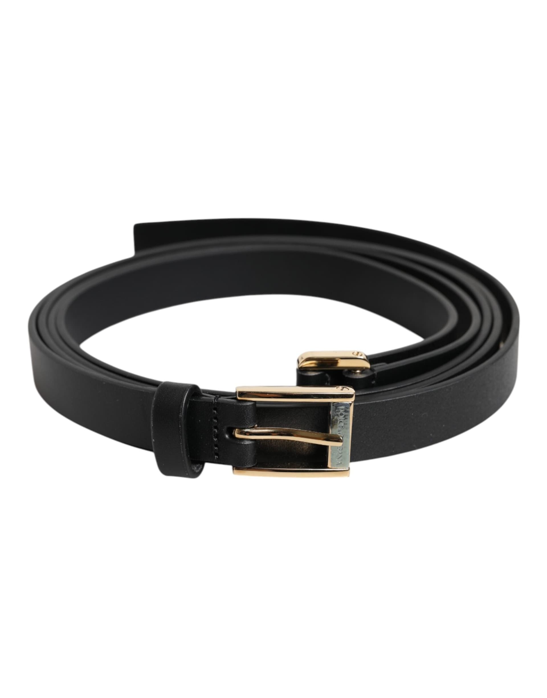 Dolce & Gabbana Black Classic Gold Metal Logo Buckle Belt - 2