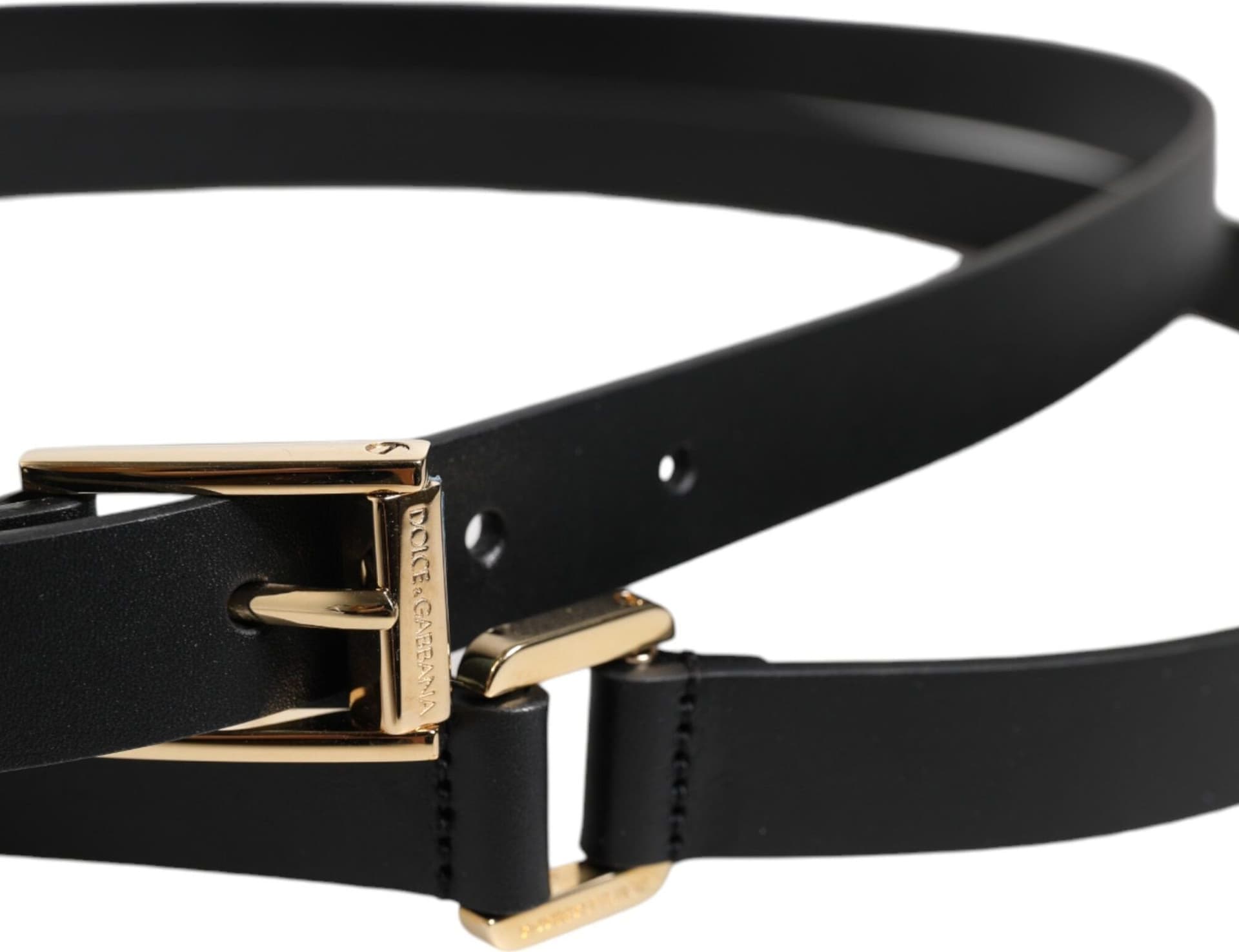 Dolce & Gabbana Black Classic Gold Metal Logo Buckle Belt - 4