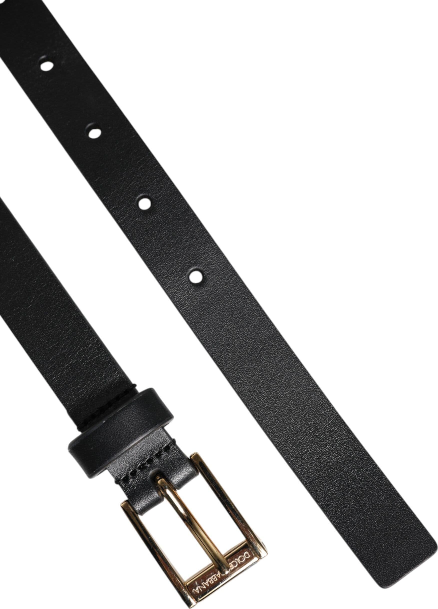 Dolce & Gabbana Black Classic Gold Metal Logo Buckle Belt - 7
