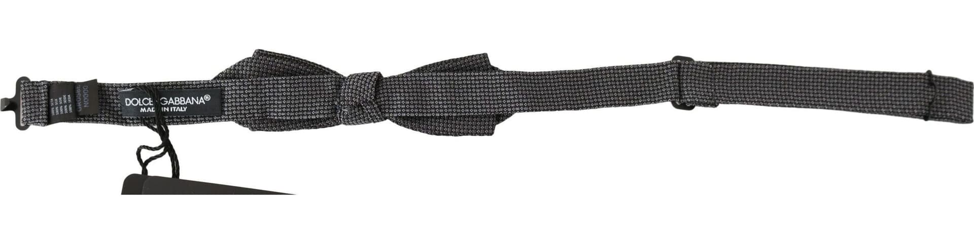 Dolce & Gabbana Gray Patterned Silk Adjustable Neck Bow Tie Papillon - 2