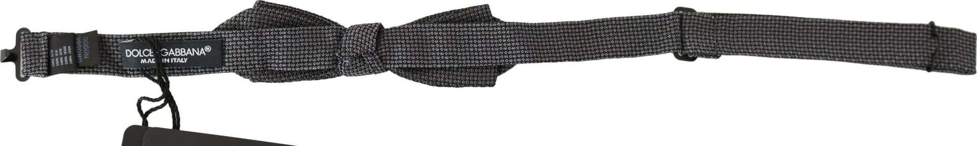 Dolce & Gabbana Gray Patterned Silk Adjustable Neck Bow Tie Papillon - 2