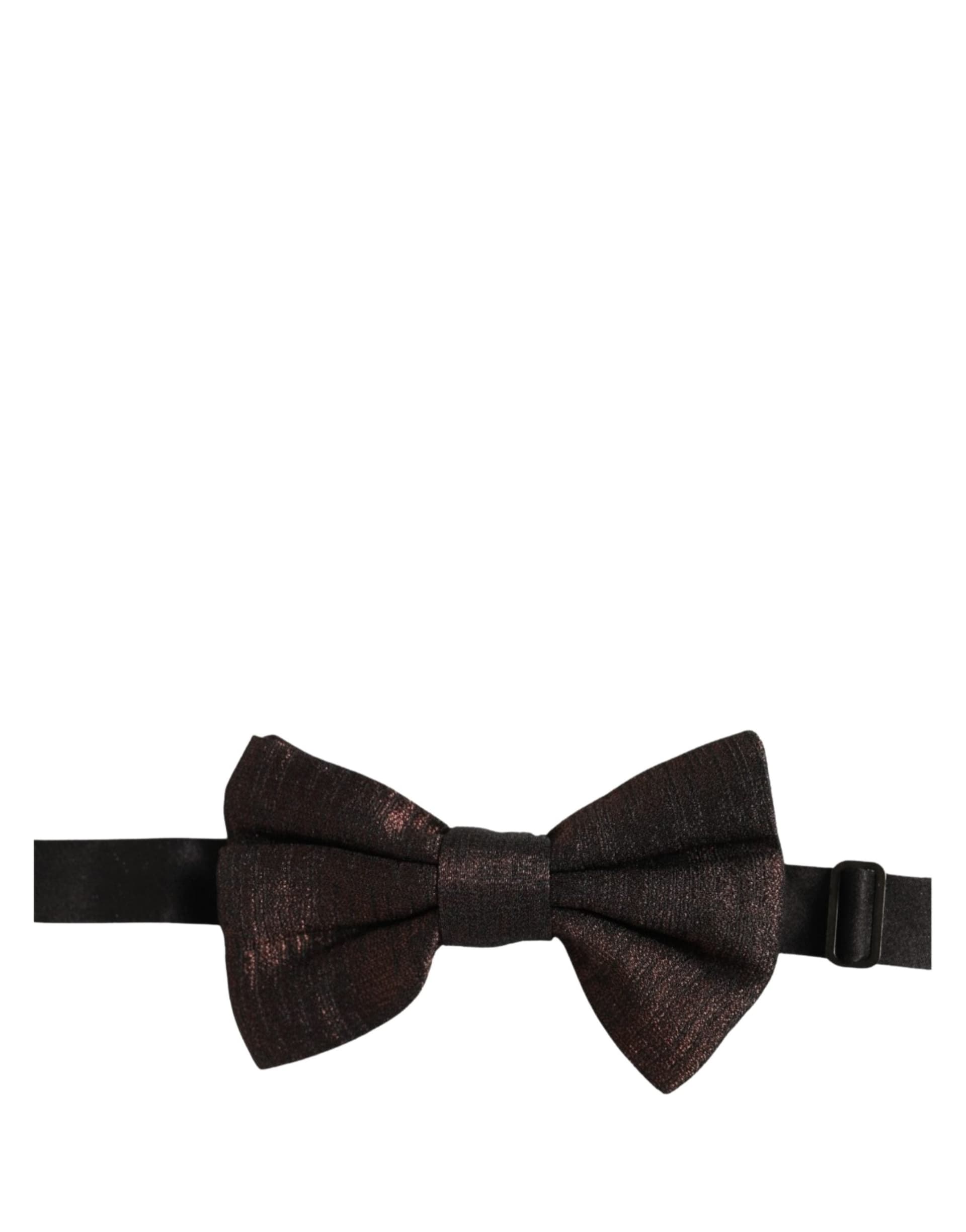 Dolce & Gabbana Men Brown 100% Silk Adjustable Neck Papillon Bow Tie - 2