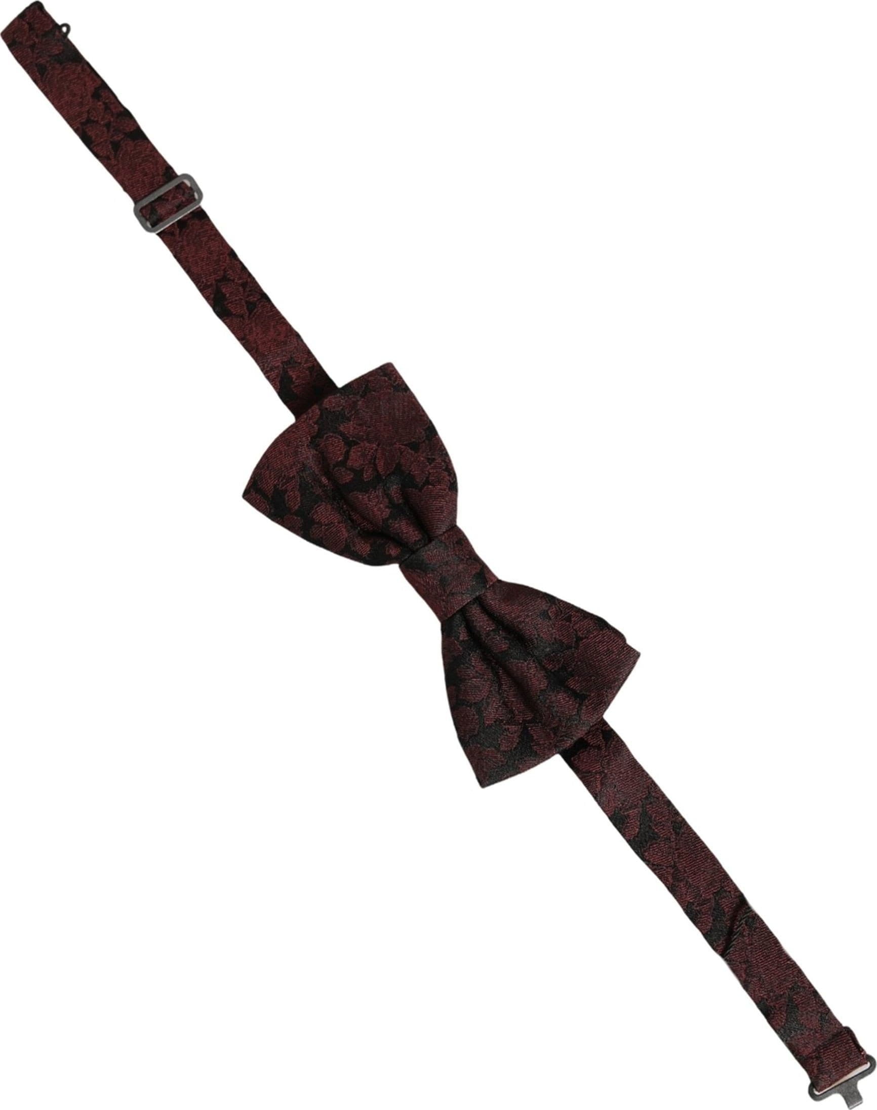 Dolce & Gabbana Men Maroon Floral Silk Adjustable Neck Bow Tie - 2
