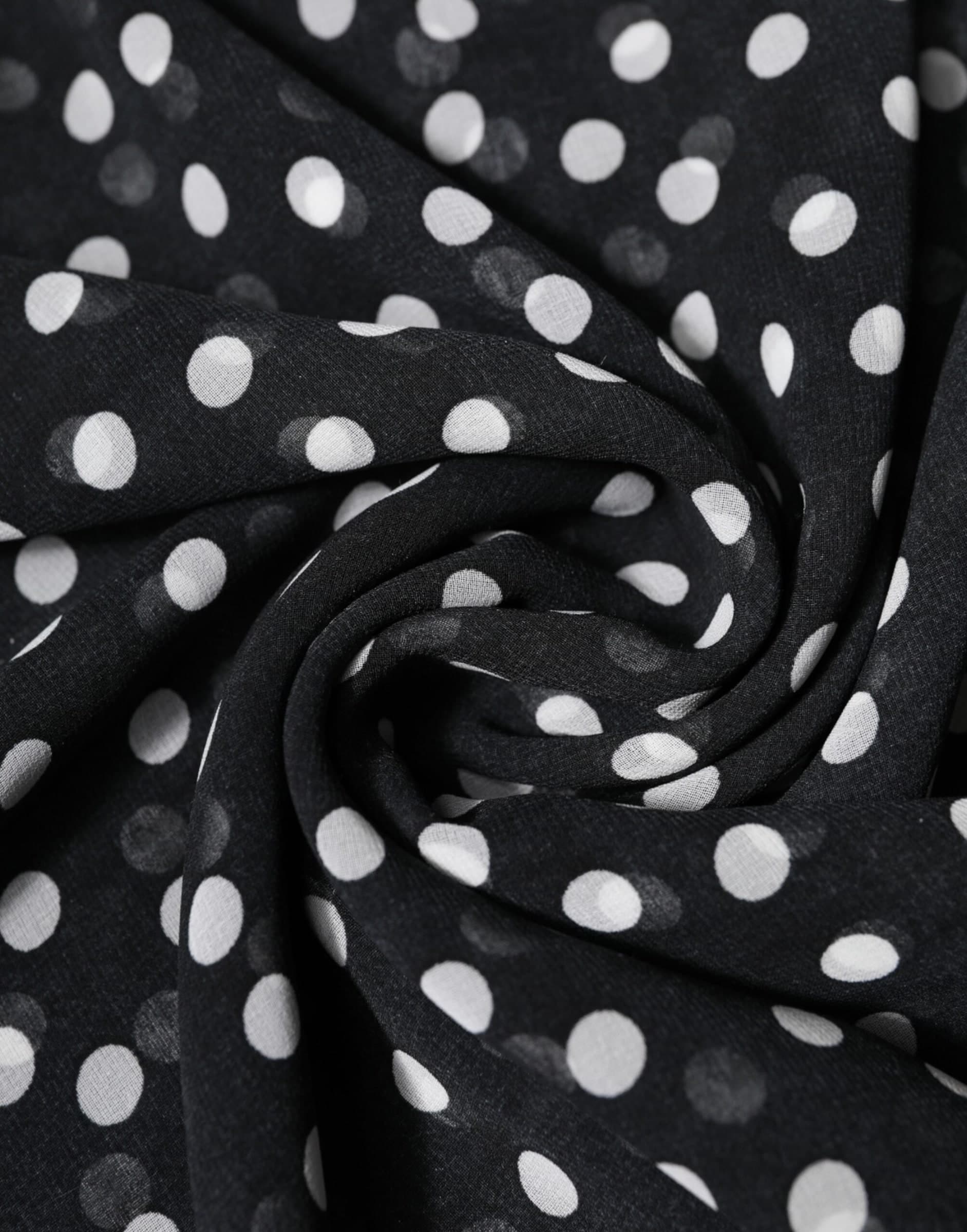Dolce & Gabbana Black Polka Dots Polyester Wrap Shawl Scarf - 4