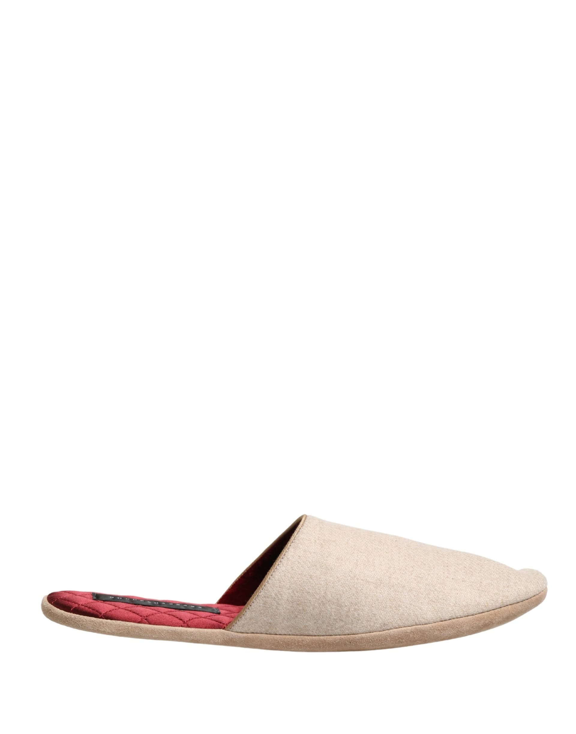Dolce & Gabbana Beige Shetland Wool Red Quilted Slippers Shoes - 6