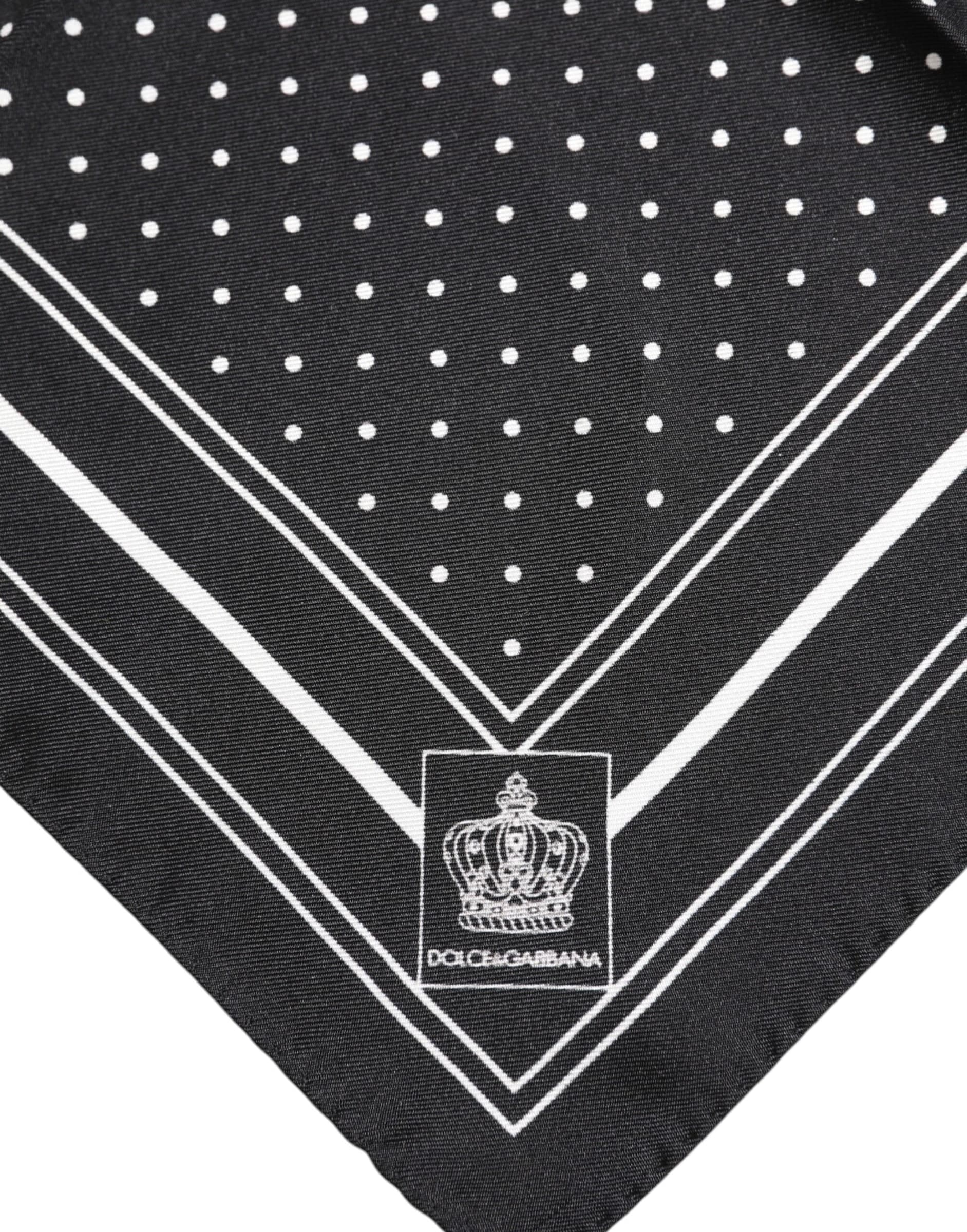 Dolce & Gabbana Black White Polka Dot Men Foulard Scarf - 4