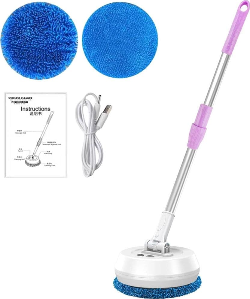 MOP ROTANTE ELETTRICO SENZA FILI RICARICABILE ASTA TELESCOPICA LAVASCIUGA PARETI SOFFITTI - 2