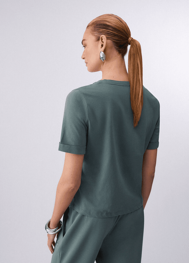 LIU JO t-shirt con strass donna verde militare - 3