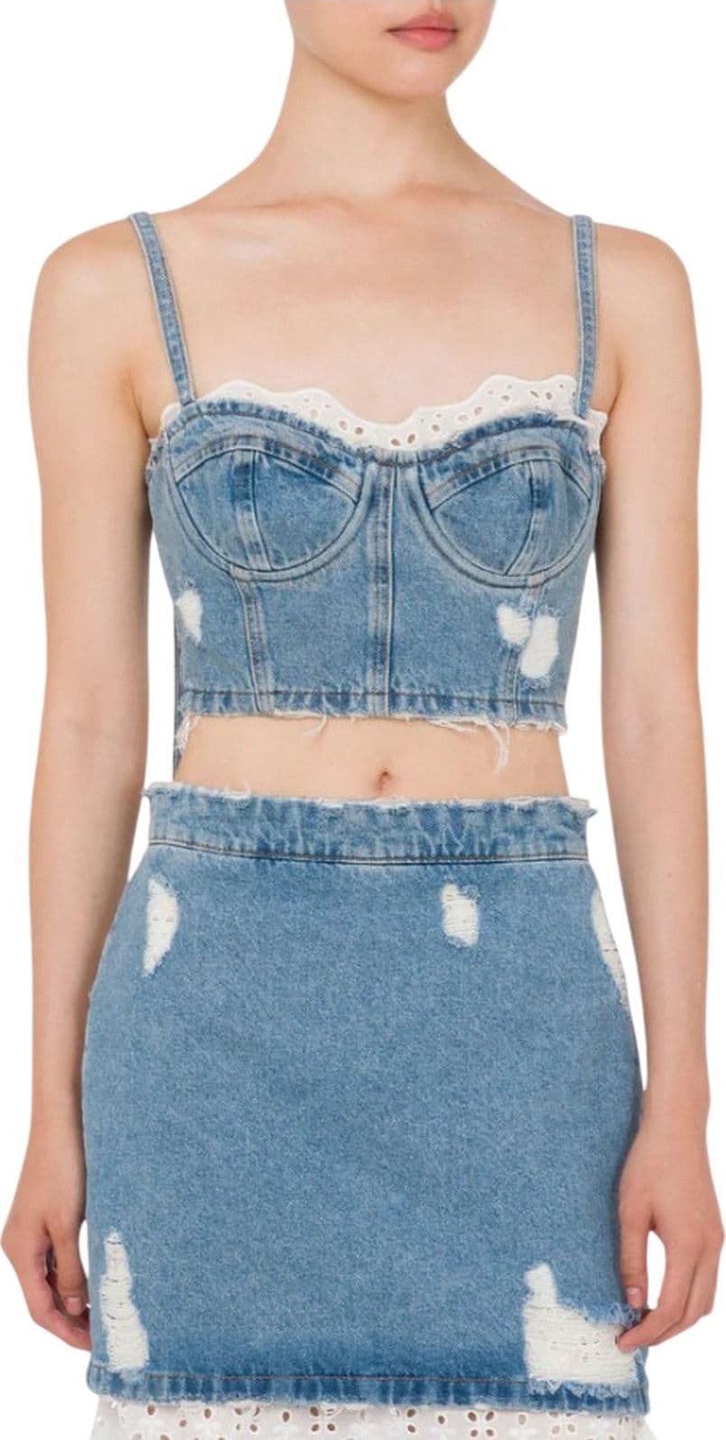 MOSCHINO JEANS canotte e top donna moschino jeans - top denim 13,5 oz - azzurro - 2