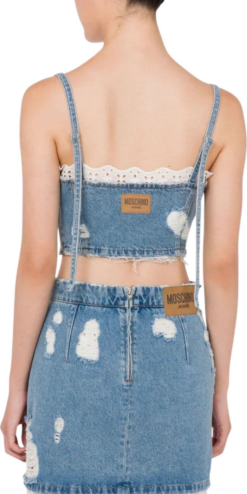 MOSCHINO JEANS canotte e top donna moschino jeans - top denim 13,5 oz - azzurro - 3