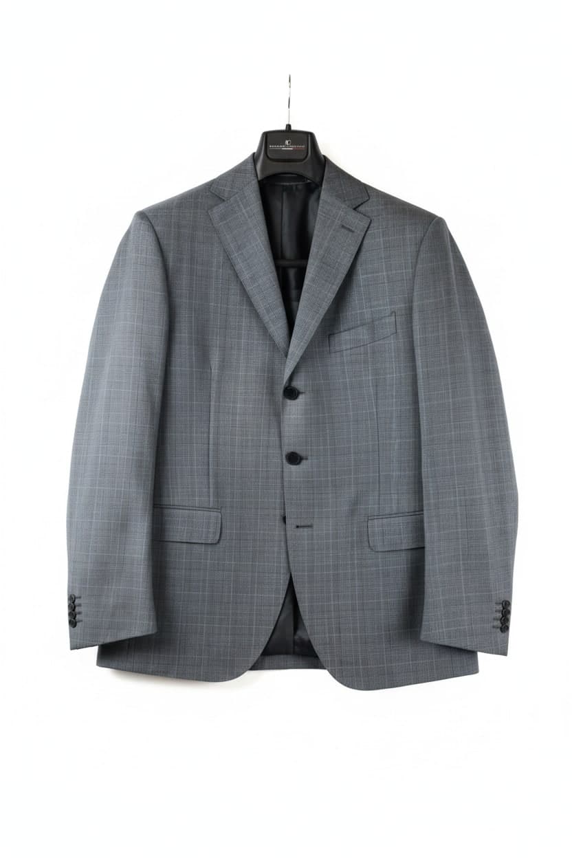Abito uomo Cantarelli - Tre bottoni 100% pura lana vergine Grigio check Made in Italy - 4