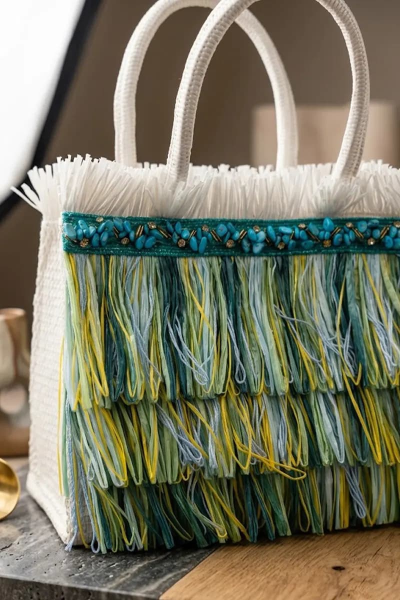 Borsa in rafia con frange | PHO Firenze - 2