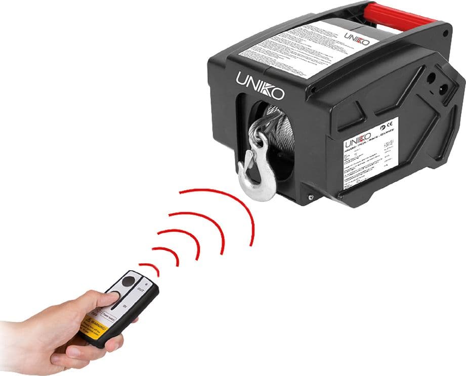 Verricello Elettrico con Comando a Distanza Cavo Uniko 300 w 907 kg 9,14 mt