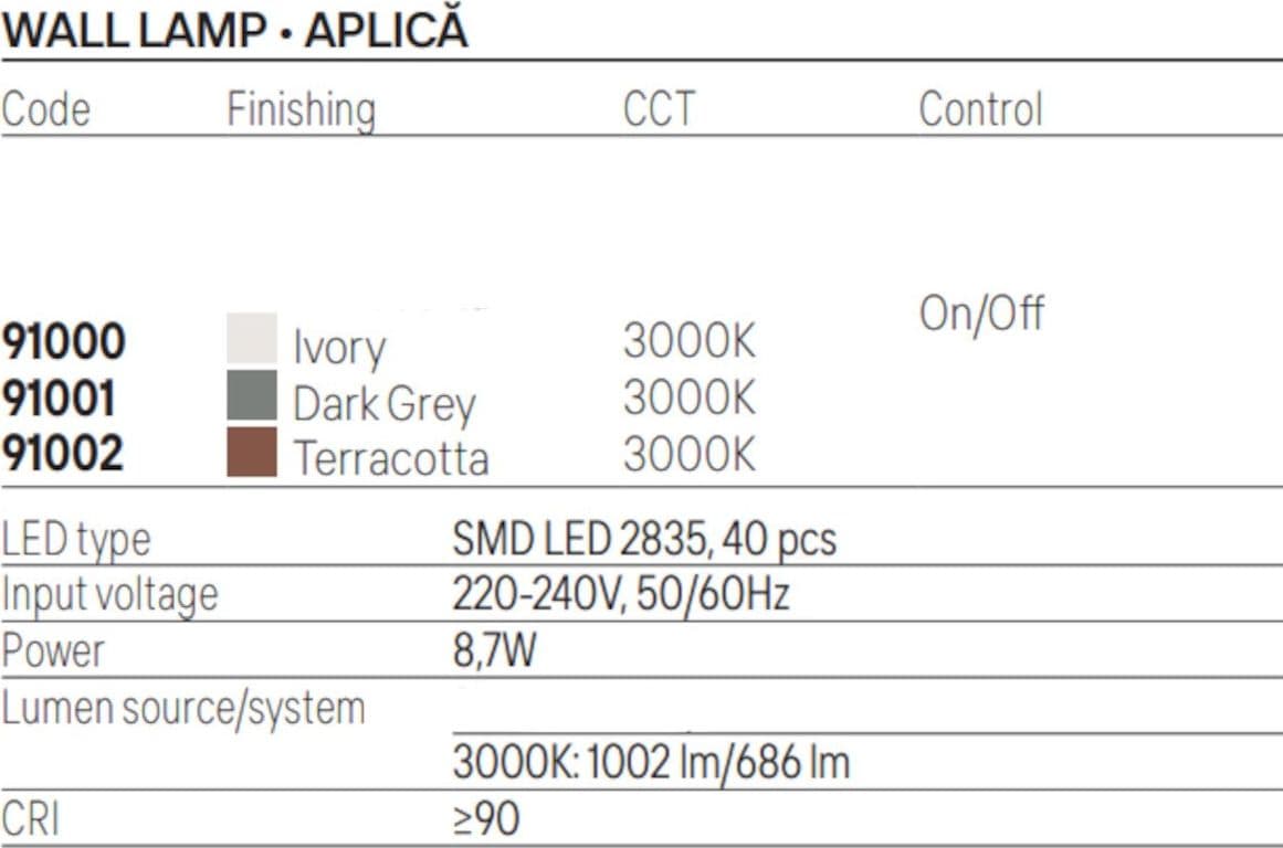 Applique LED Redo Group URON 91000 91001 91002 IP65 monoemissione cemento - 8