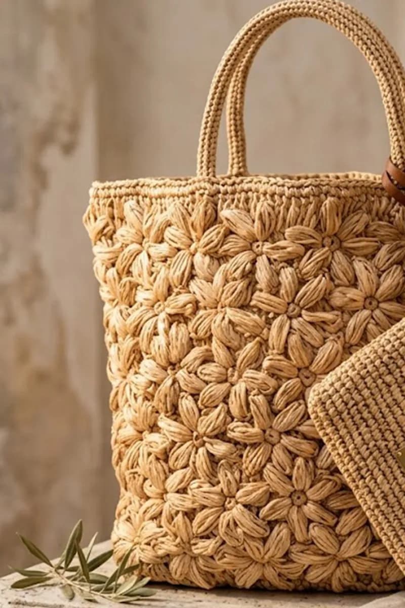 Borsa in rafia con ricami | PHO Firenze - 2