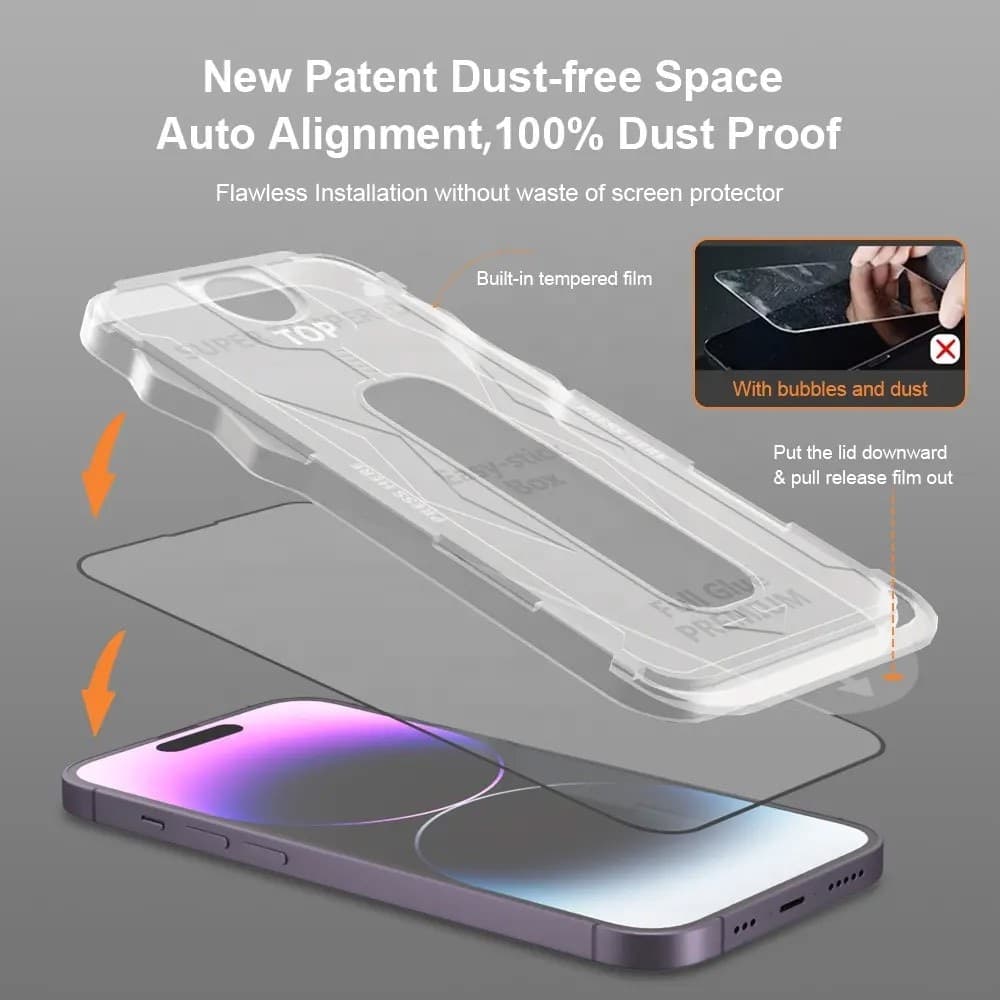 vetro temperato iphone 15 pro max full glue con kit applicatore - 3