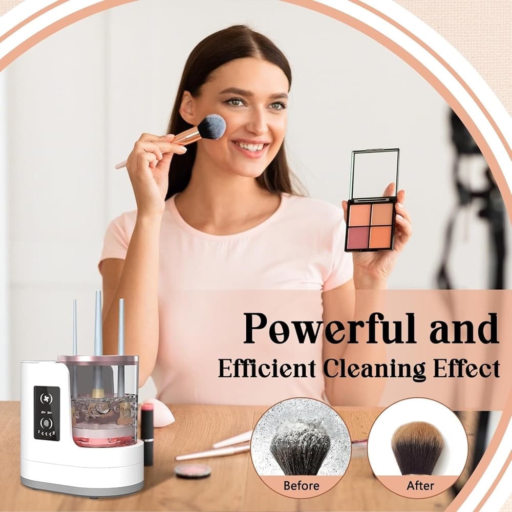 PULITORE ELETTRICO PER PULIZIA PENNELLI TRUCCO CON ASCIUGATRICE 3IN1 AUTOMATICO PORTATILE - 3
