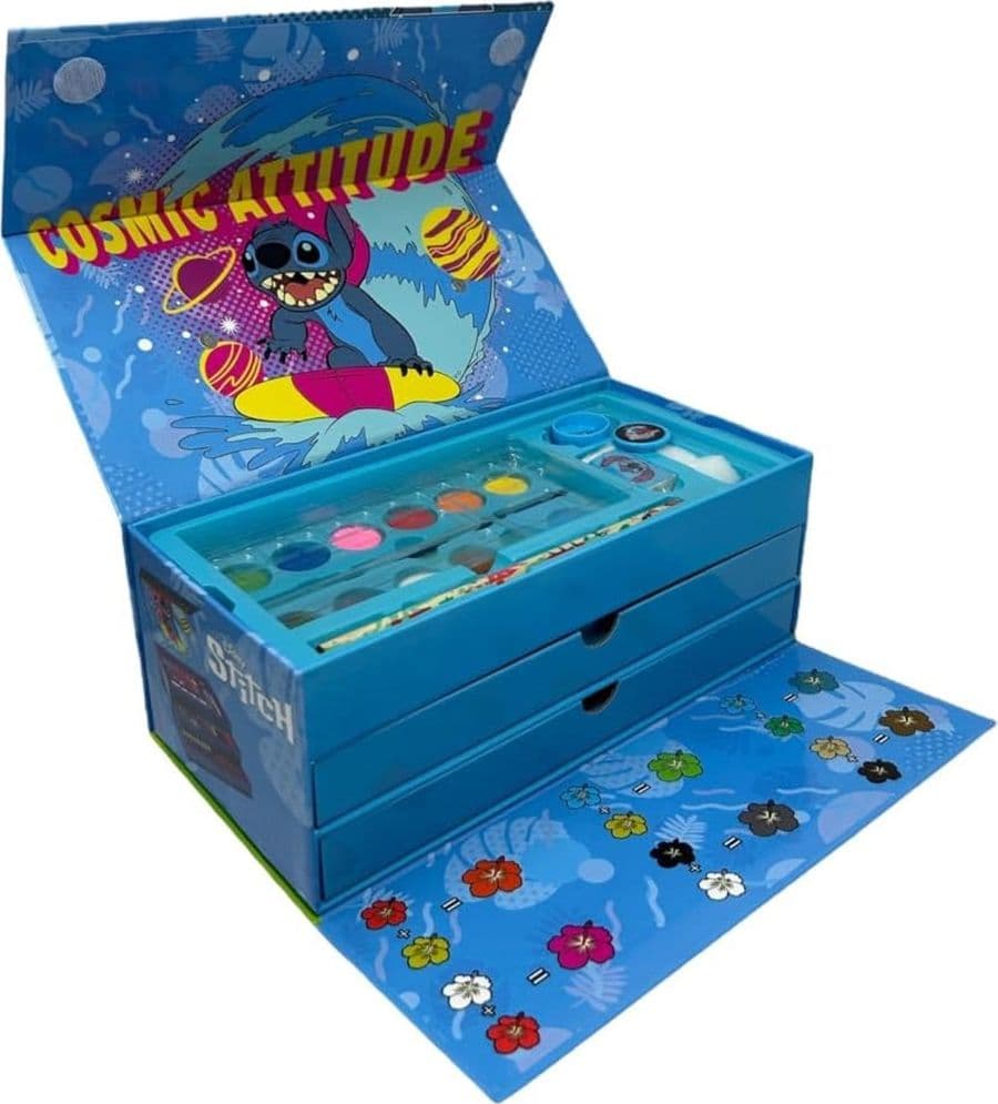SET DA COLORARE VALIGETTA CON COLORI BAMBINI STITCH CASSETTI KIT DISEGNO PITTURA 950864A - 4