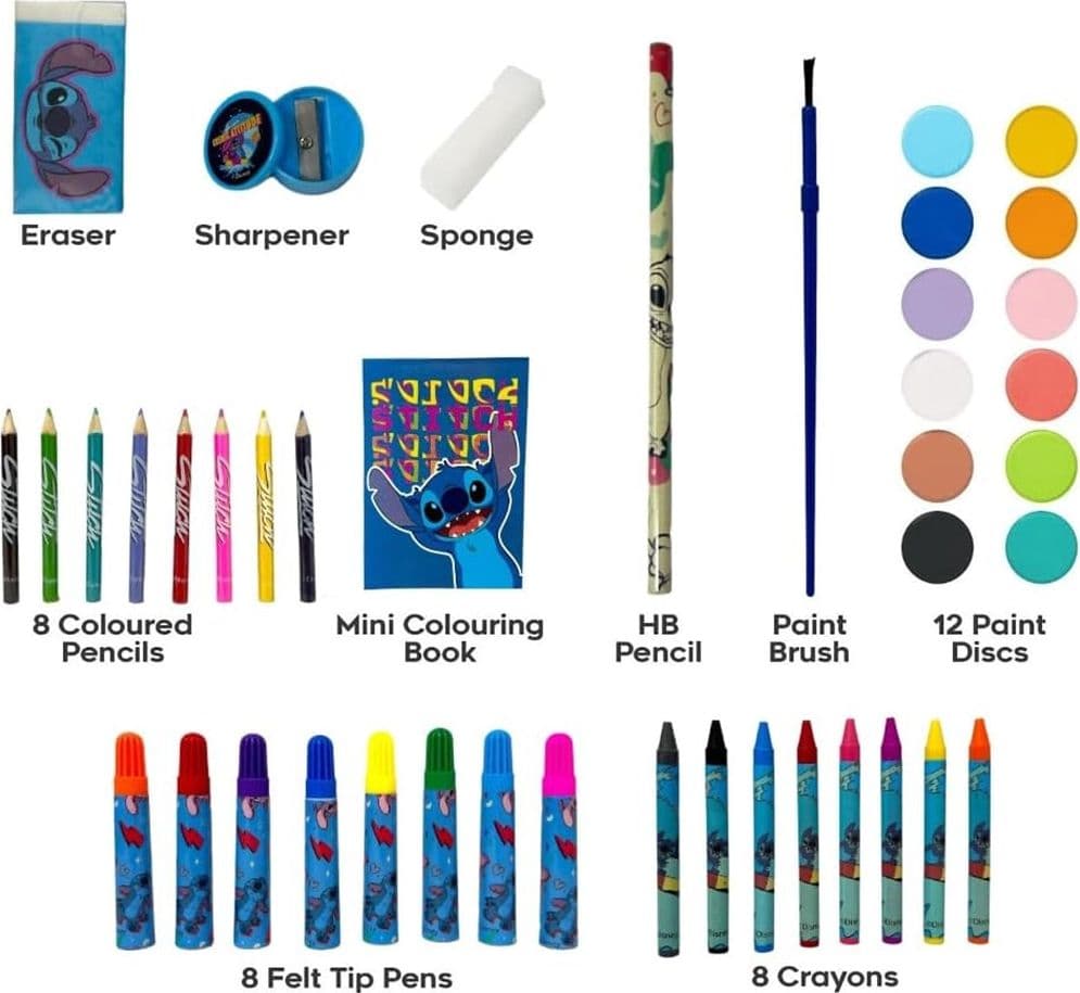 SET DA COLORARE VALIGETTA CON COLORI BAMBINI STITCH CASSETTI KIT DISEGNO PITTURA 950864A - 5
