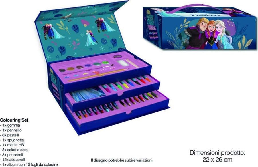 SET DA COLORARE VALIGETTA CON COLORI BAMBINE FROZEN CASSETTI KIT DISEGNO PITTURA 950871A - 2
