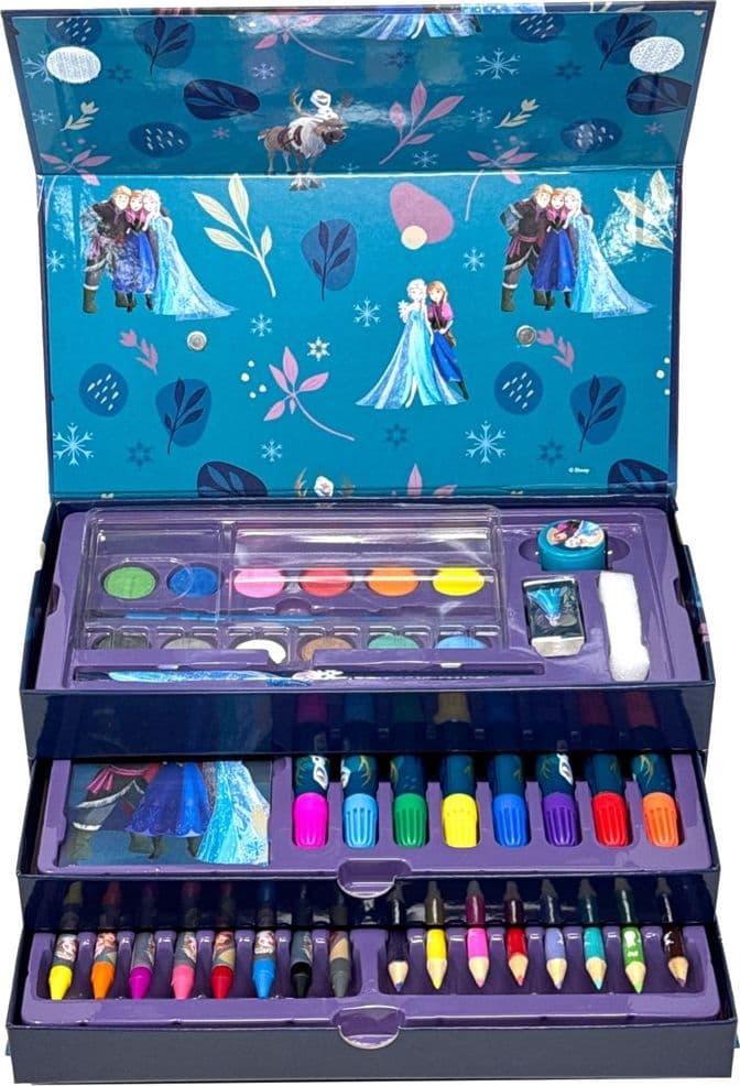 SET DA COLORARE VALIGETTA CON COLORI BAMBINE FROZEN CASSETTI KIT DISEGNO PITTURA 950871A - 3