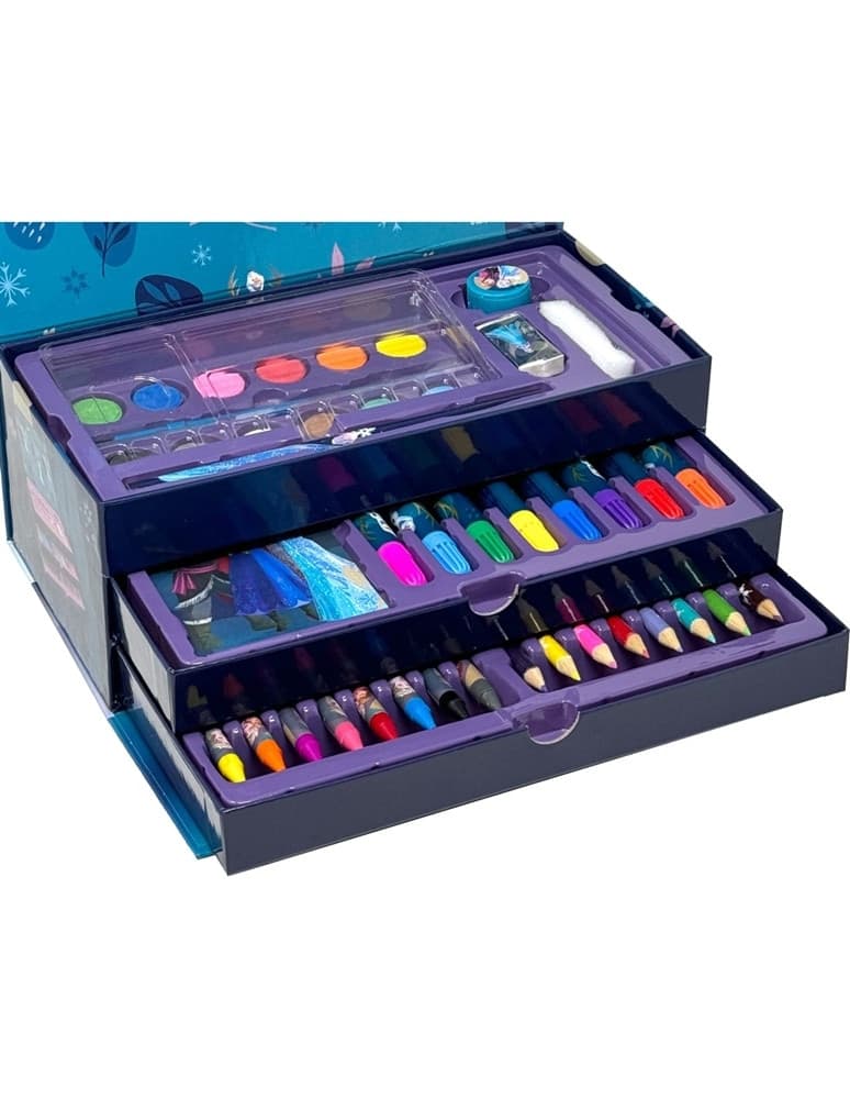 SET DA COLORARE VALIGETTA CON COLORI BAMBINE FROZEN CASSETTI KIT DISEGNO PITTURA 950871A - 4