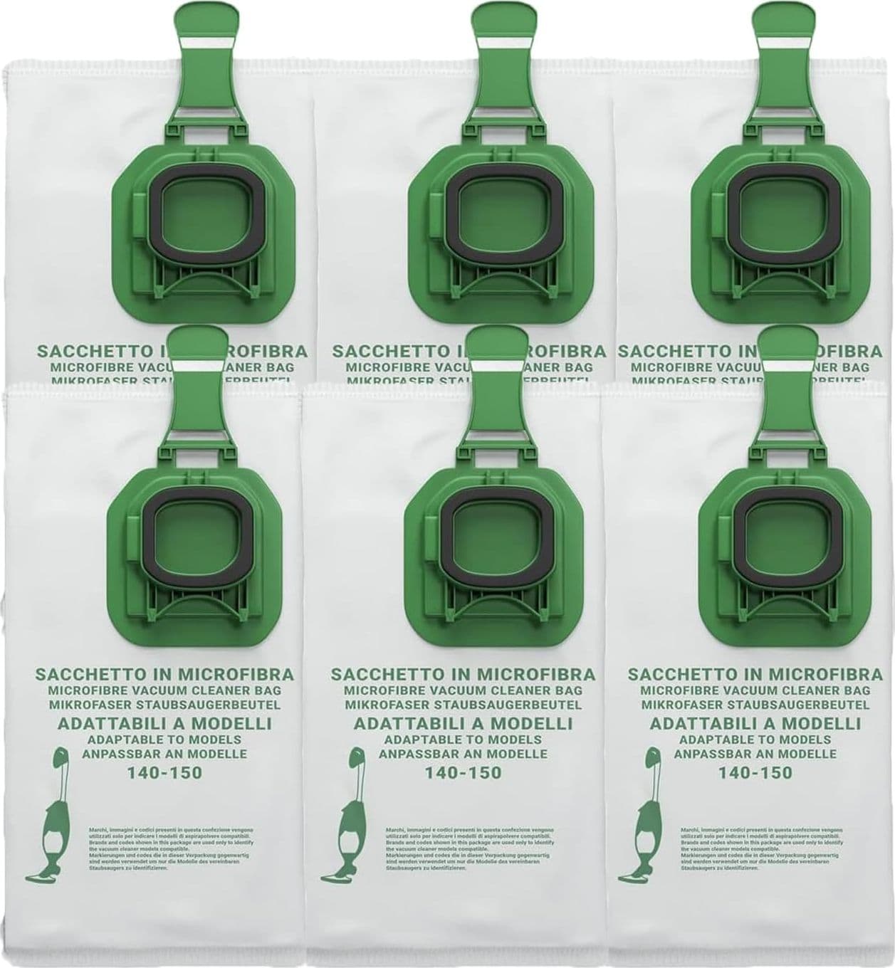set sacchetti folletto vk140 e vk150, ricambi compatibili,  pz 6   microfibra - 3